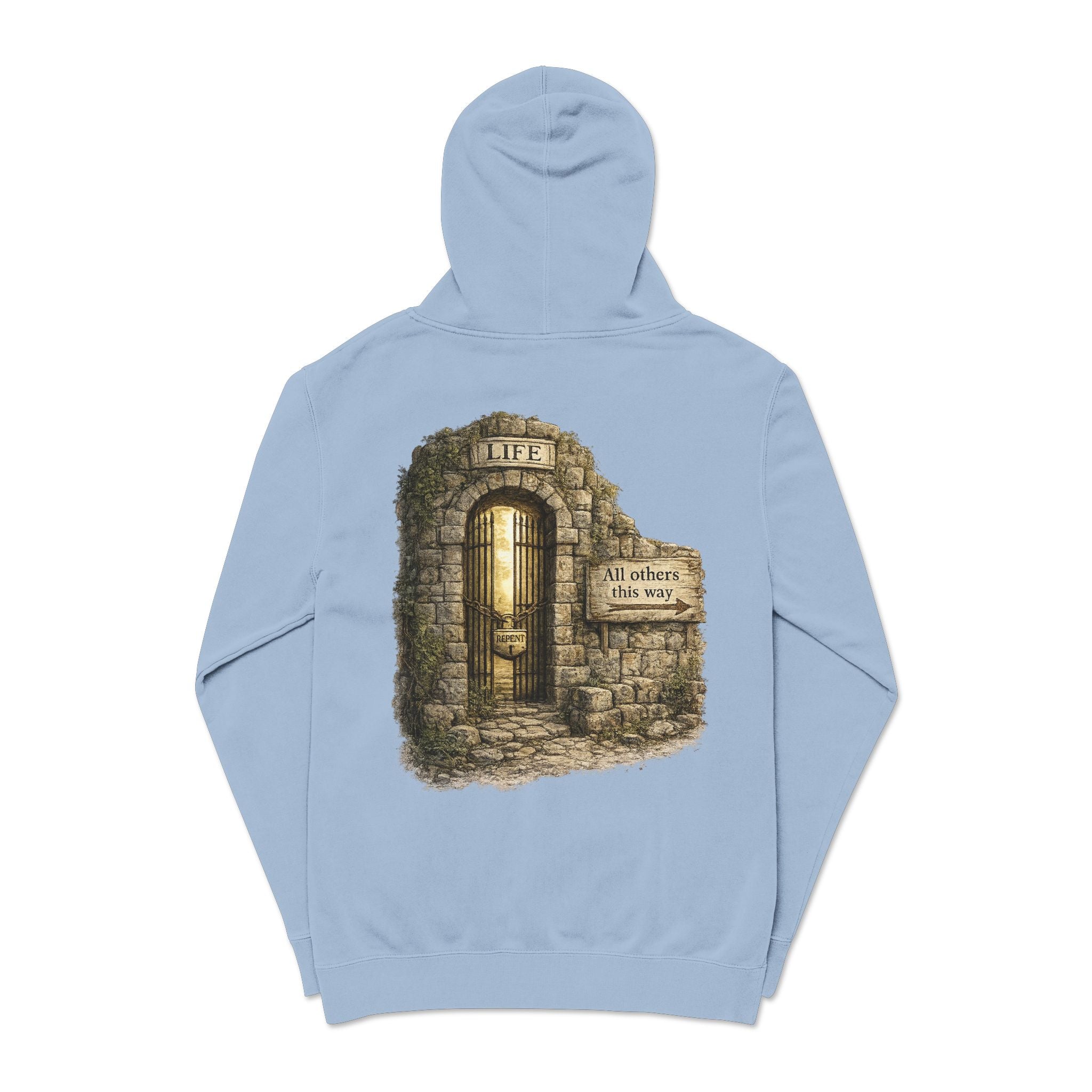 Faith Over Fear Hoodie — 'The Narrow Path Vintage Graphic Pigment-Dyed Hoodie