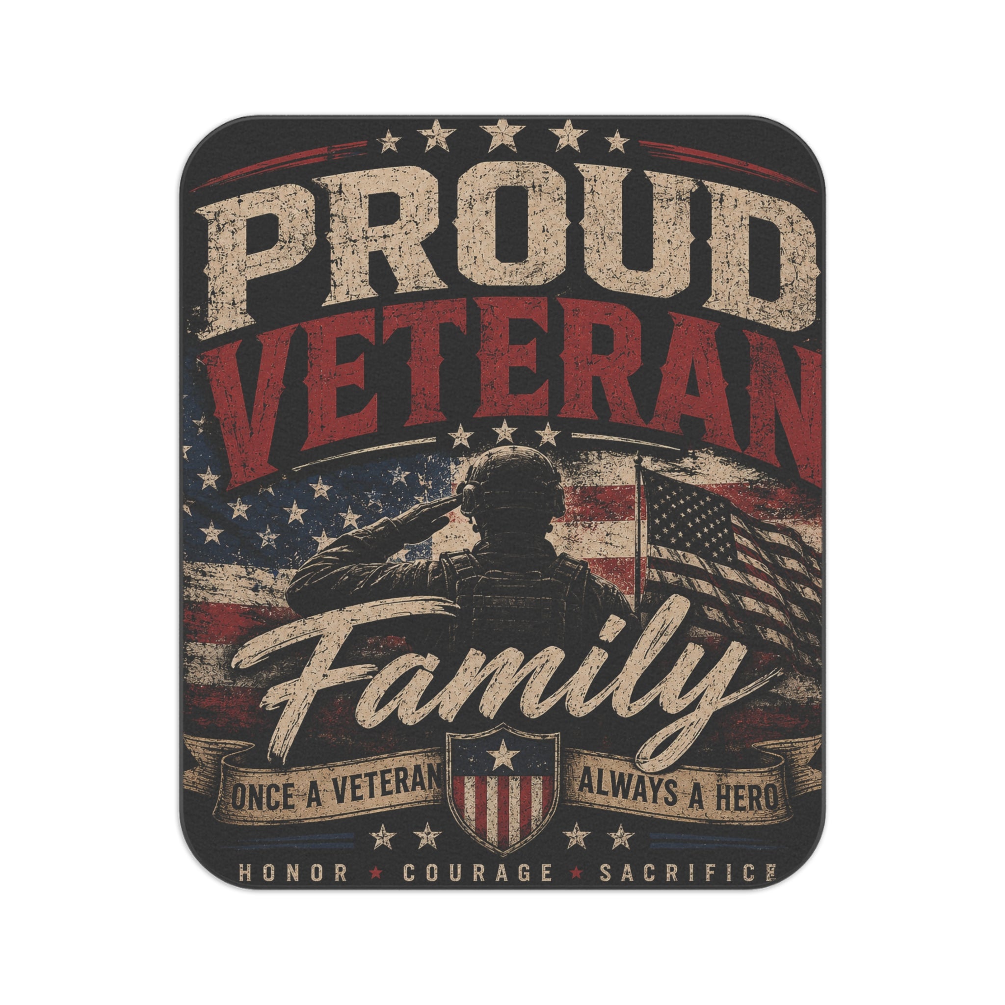 Proud Veteran Family Picnic Blanket — Patriotic American Flag Veterans Outdoor Blanket