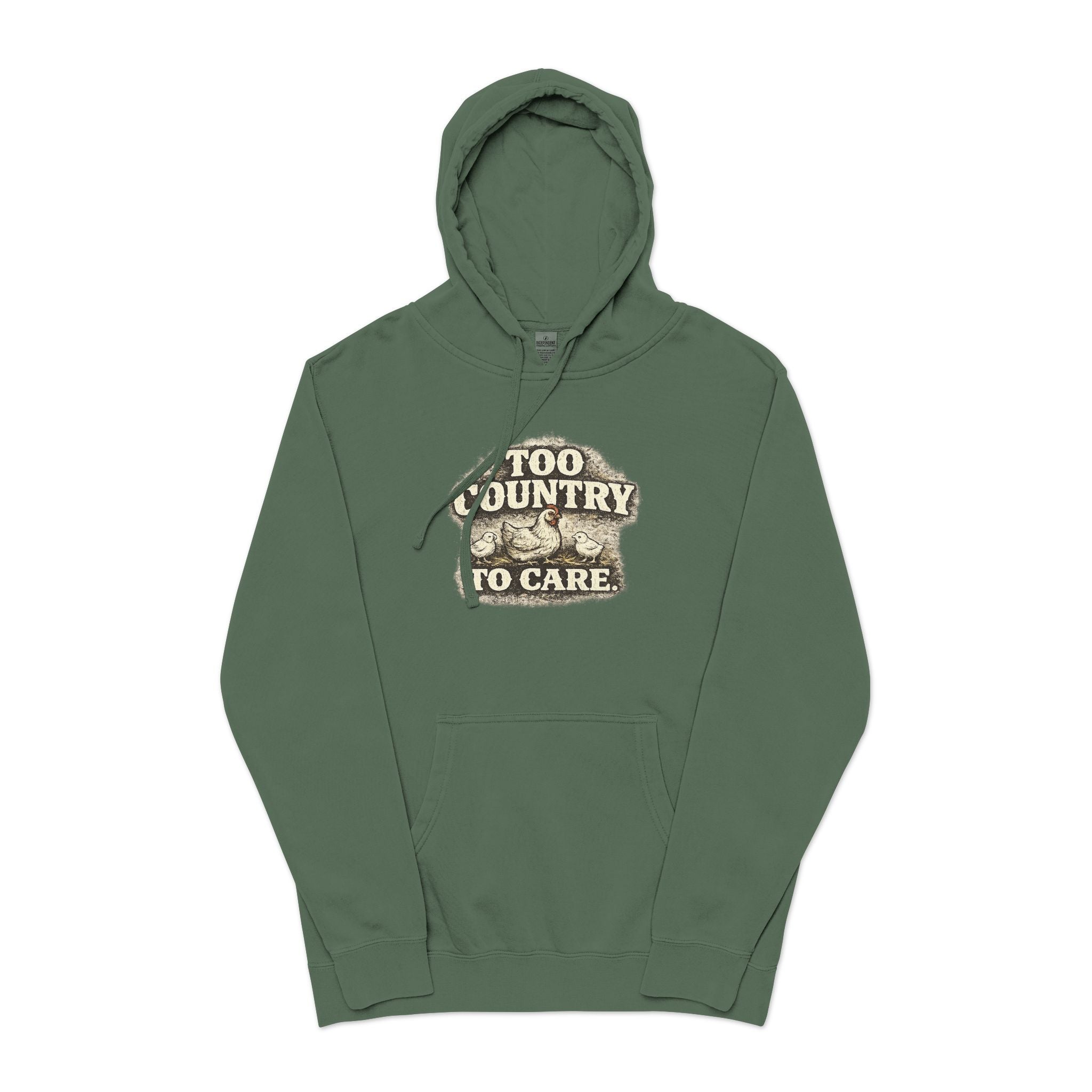 Appalachian Faith Hoodie — "Too Country to Care" Pigment-Dyed Pullover