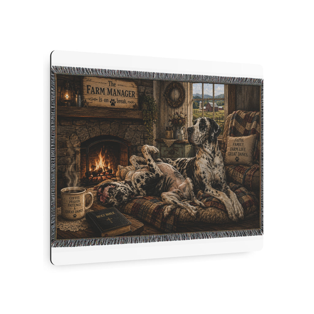 Metal Sign — Cozy Farmhouse Great Dane Scene