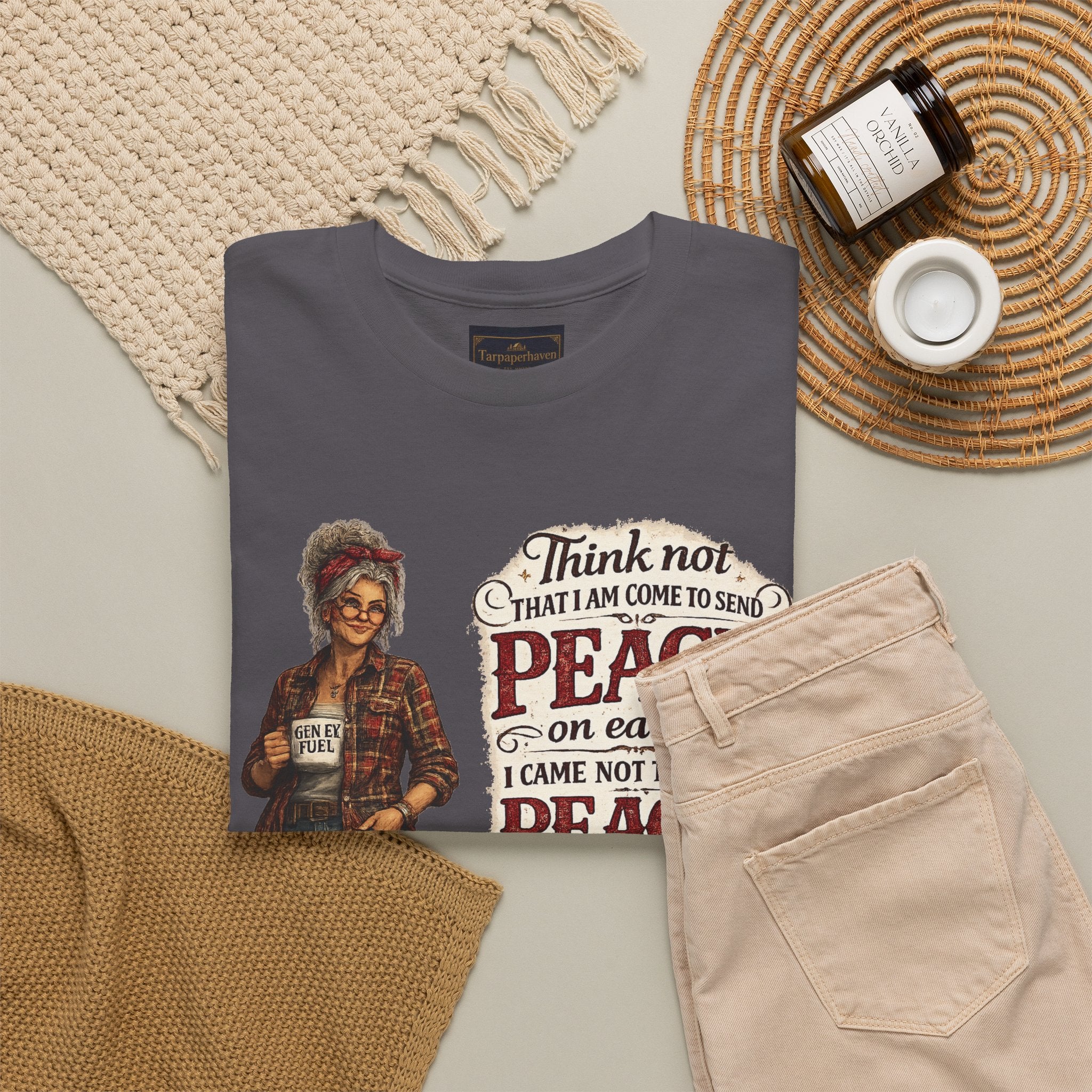 Christian Faith Tee — "I Come Not to Send Peace but a Sword" Matthew 10:34 Graphic Shirt