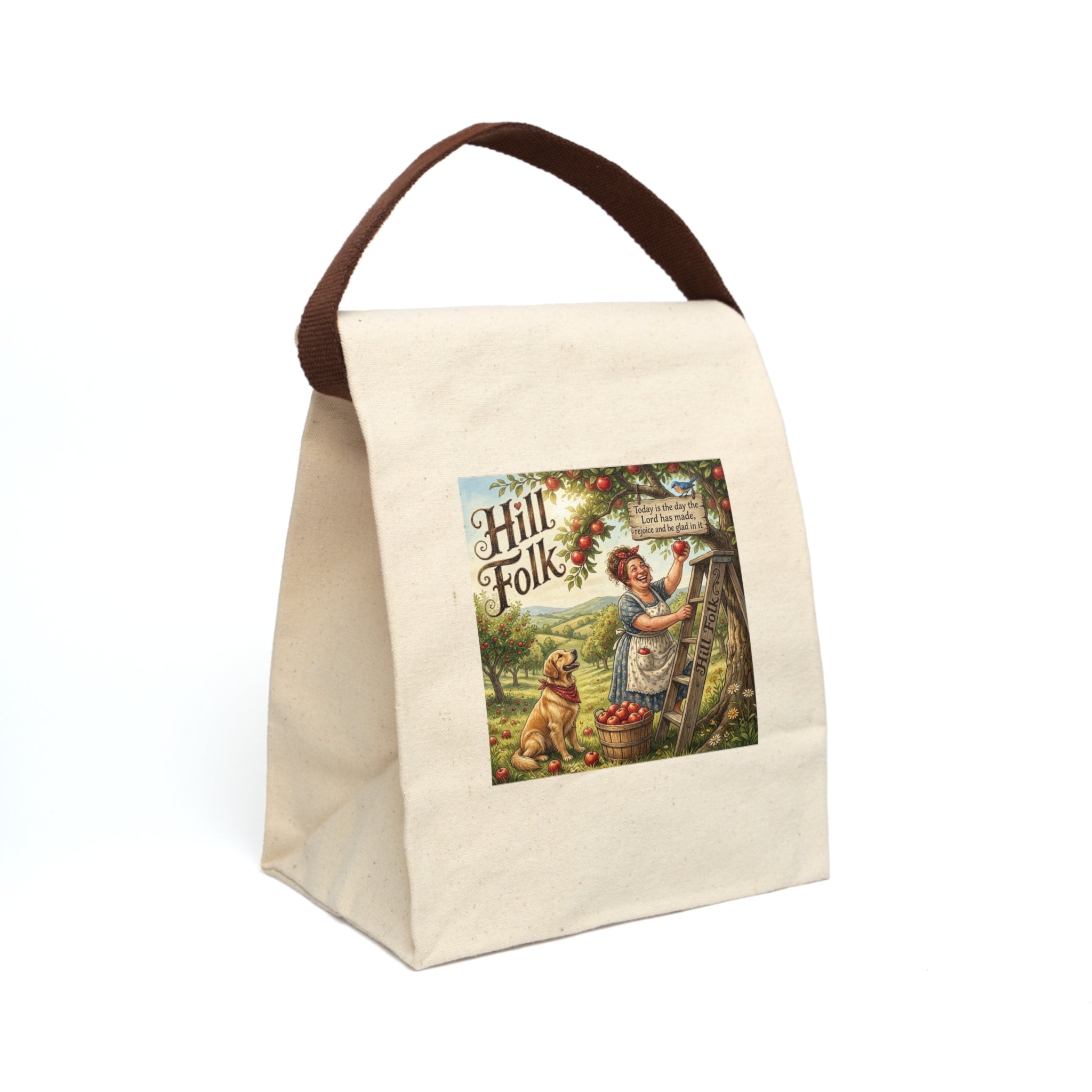 Canvas Lunch Bag — Vintage 'Hill Folk' Orchard Design