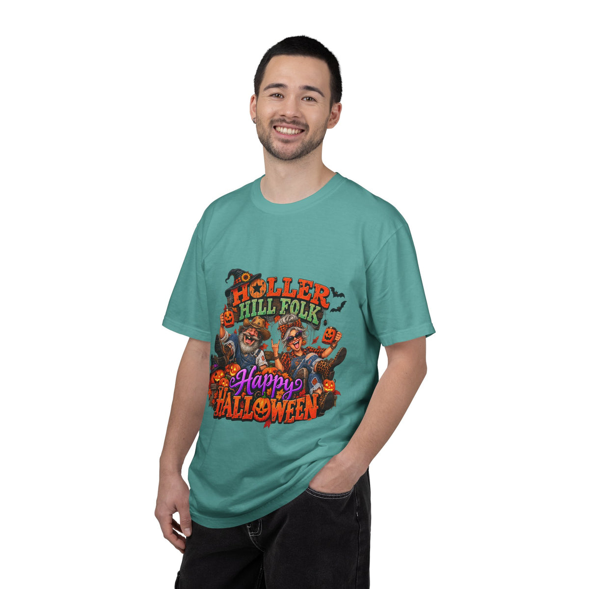 Halloween Holler Hill Folk T-Shirt — "Happy Halloween" Vintage Horror Design