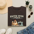 Faith Over Fear Quilting T‑Shirt — Chicken & Sewing Machine Graphic