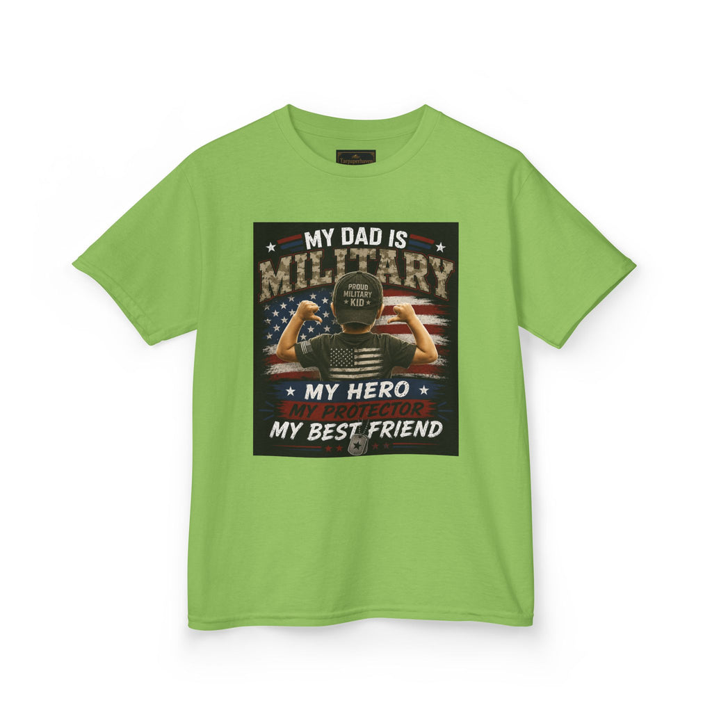 Kids Tee — "My Dad Is Military" Patriotic Hero Shirt