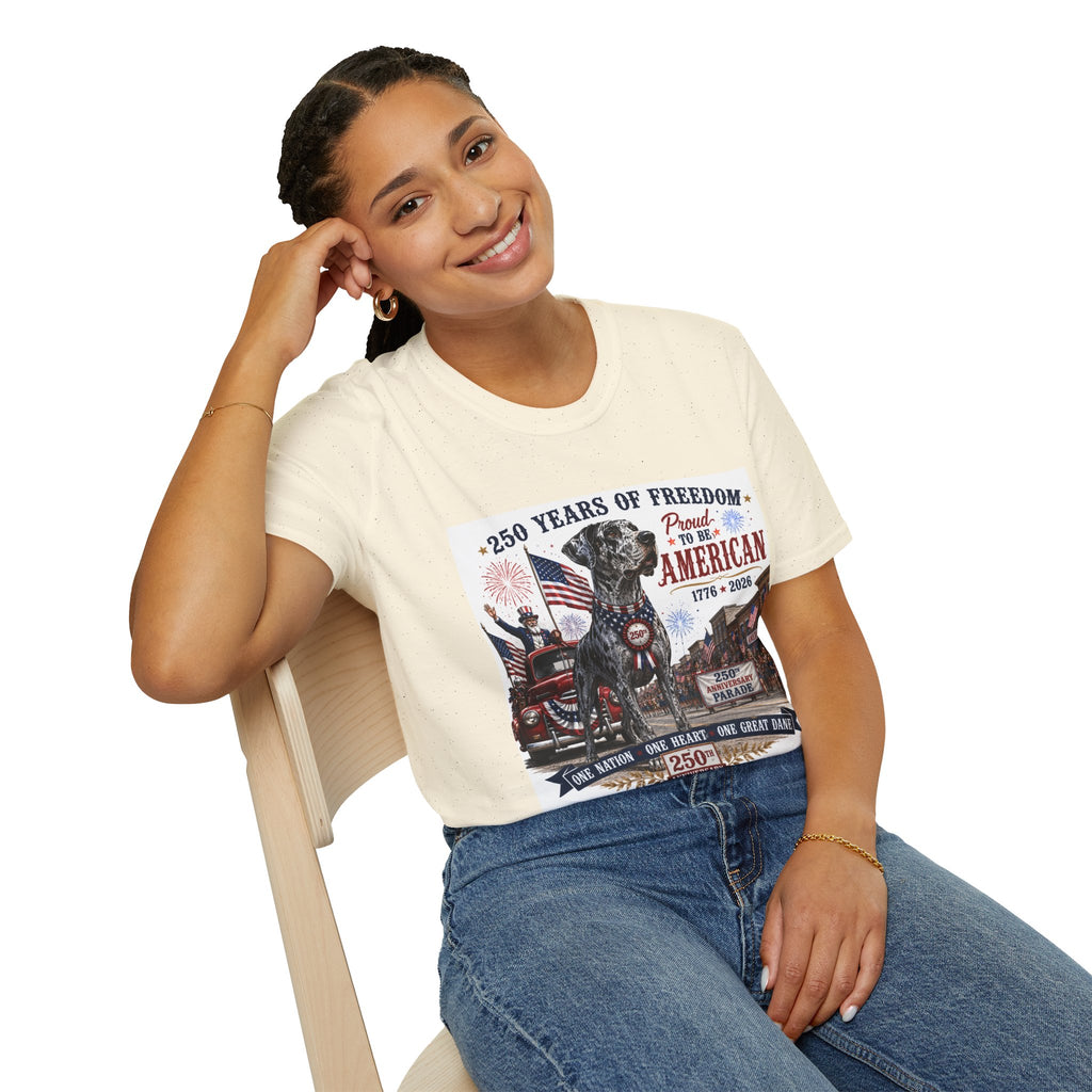 250th Great Dane T-Shirt — 1776–2026 Patriotic Tee