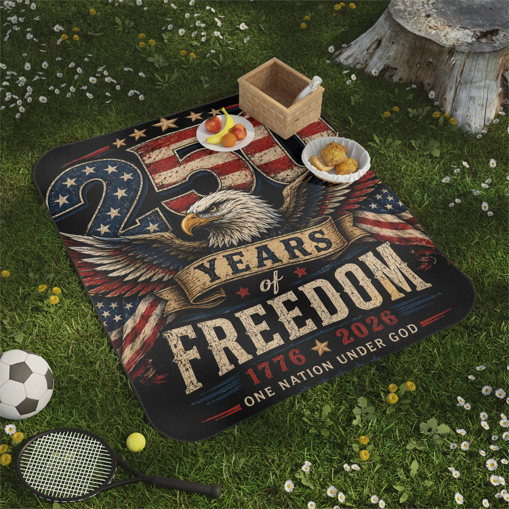250 Years of Freedom Picnic Blanket — Patriotic 1776–2026 Eagle Outdoor Blanket for 4th of July