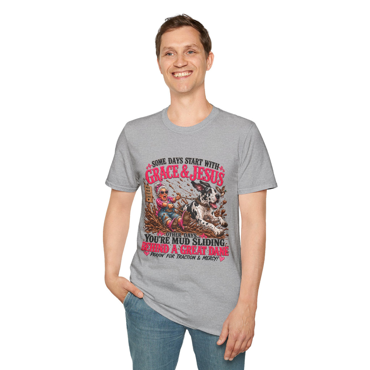 Great Dane Christian Mud Slide  Funny Graphic Tee