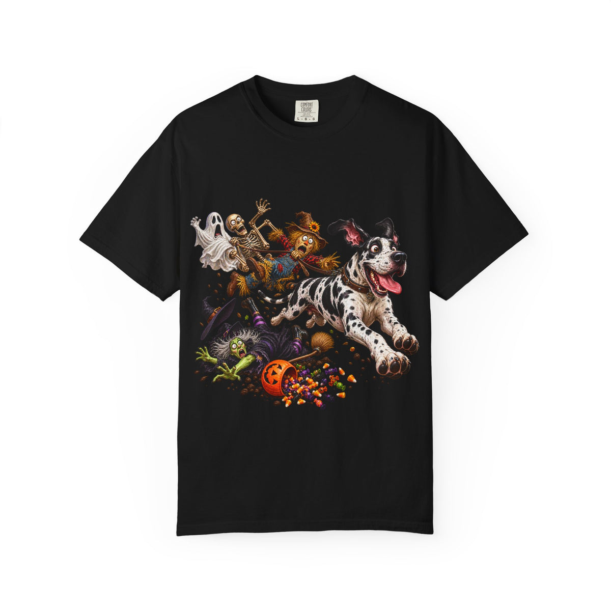 Halloween Great Dane T-Shirt — Cute Dog in Pumpkin Costume Graphic Tee