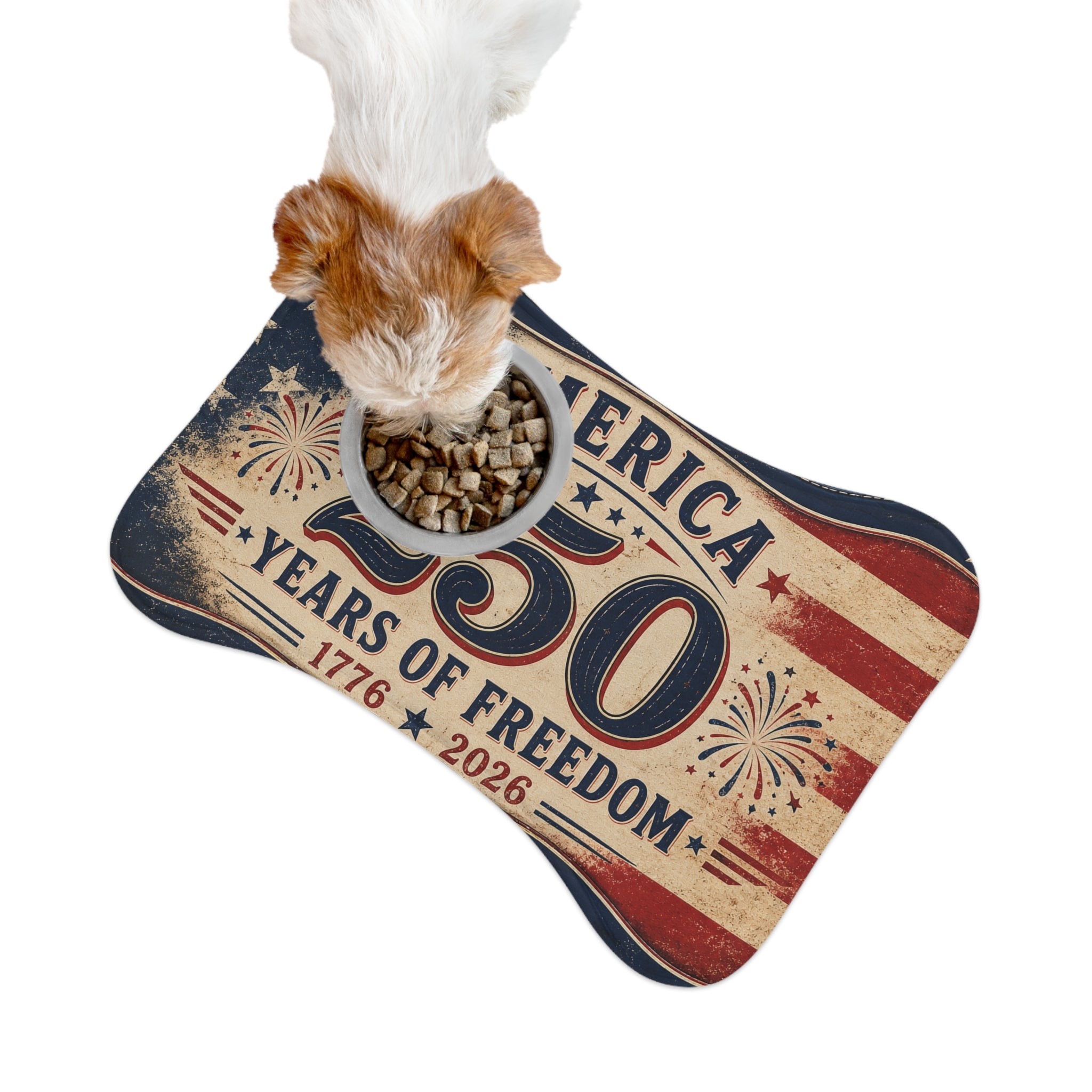 America 250 Years of Freedom 1776–2026 Patriotic Dog/Cat Bowl feeding Mat