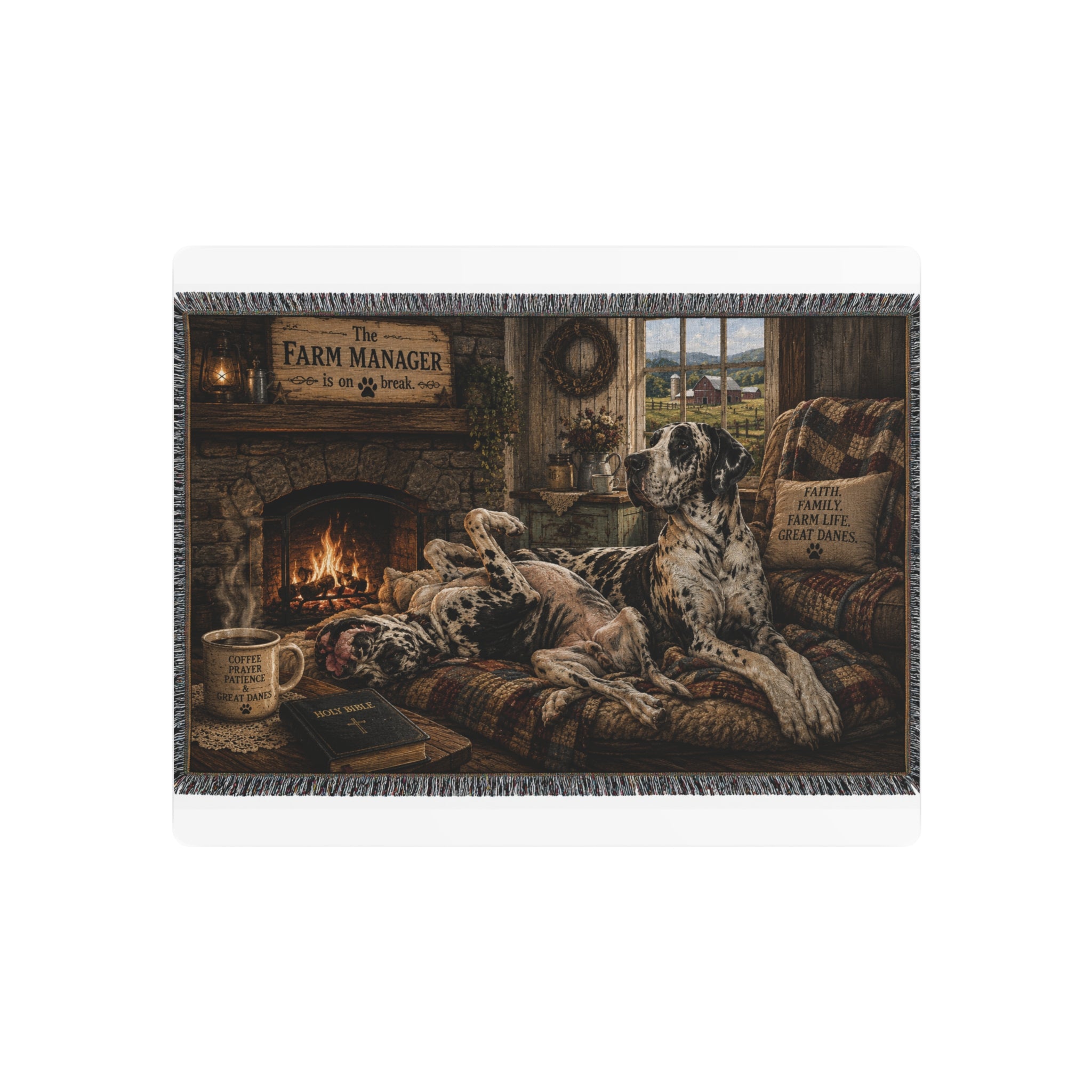 Metal Sign — Cozy Farmhouse Great Dane Scene