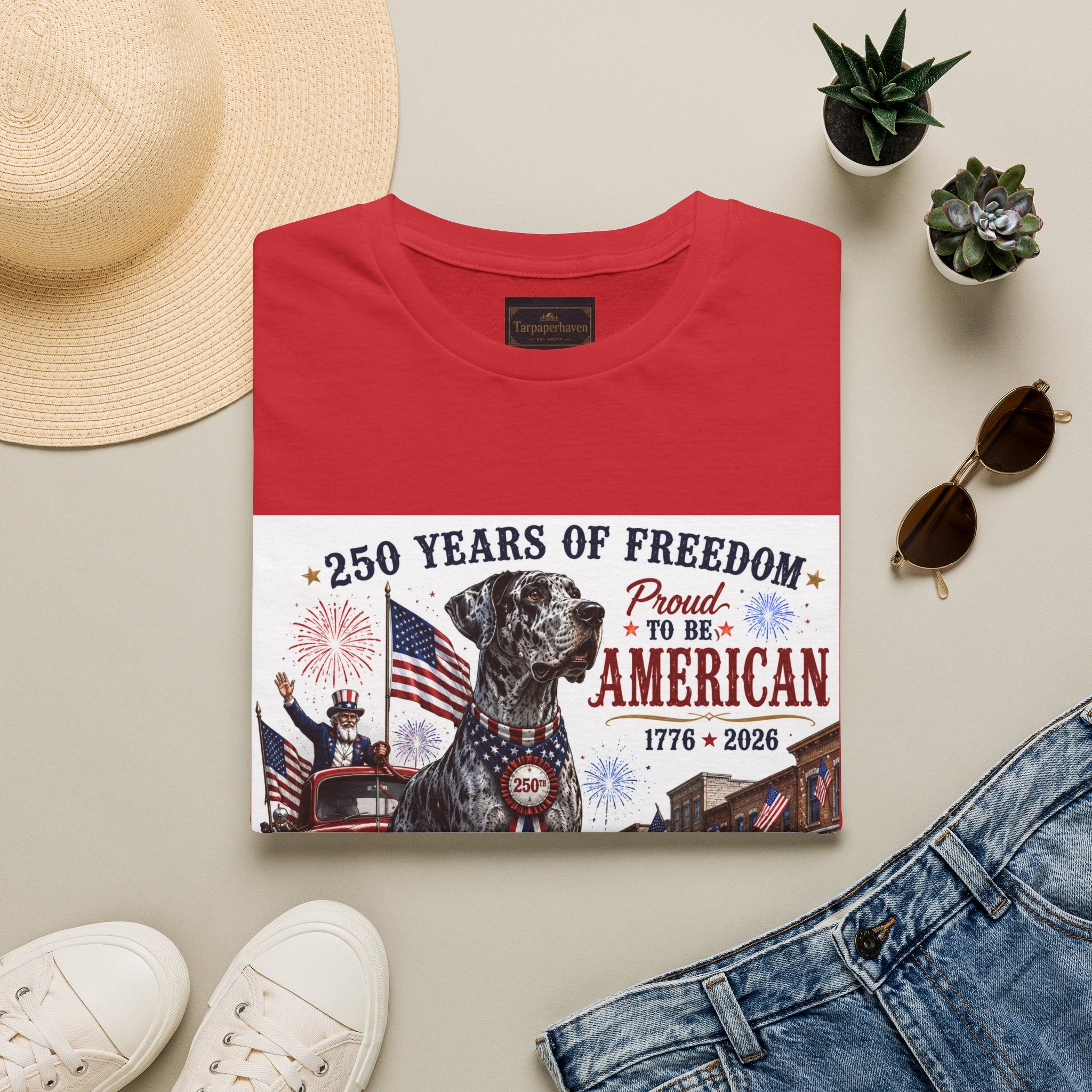 250th Great Dane T-Shirt — 1776–2026 Patriotic Tee