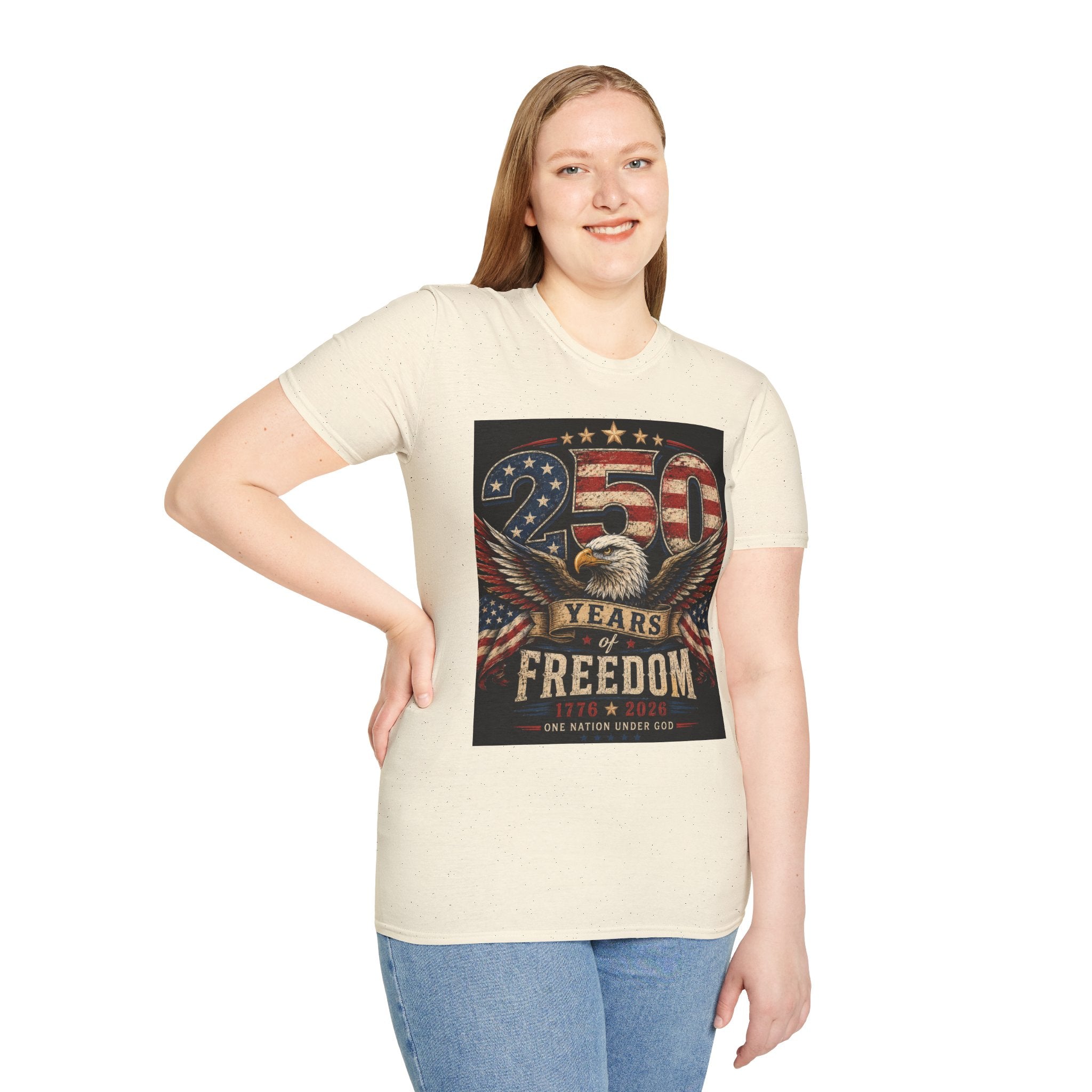 Patriotic 250 Years Freedom T-Shirt — American Flag Eagle Anniversary Tee