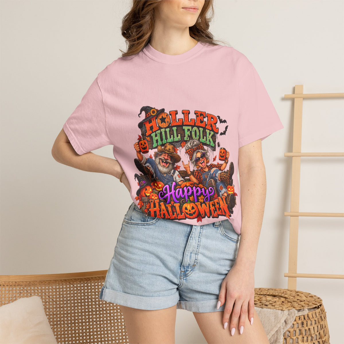 Halloween Holler Hill Folk T-Shirt — "Happy Halloween" Vintage Horror Design