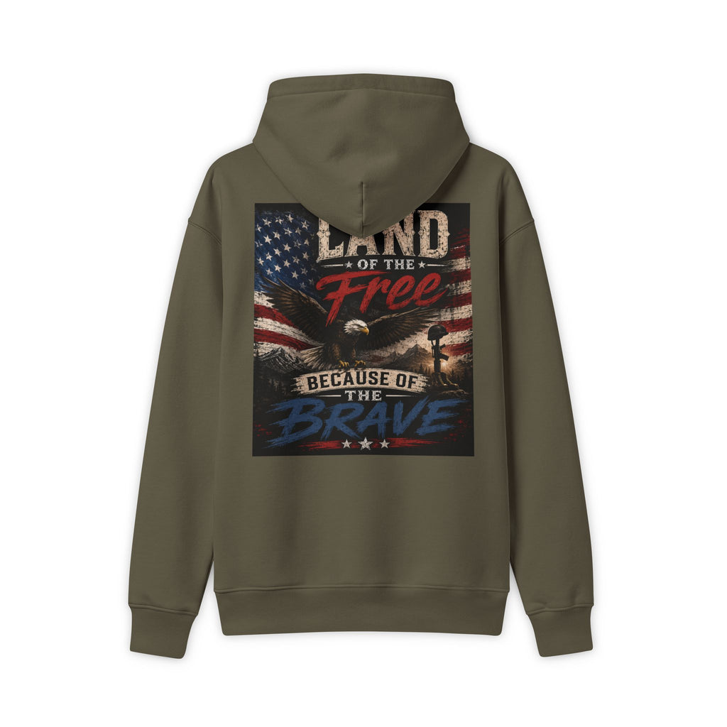 Freedom Eagle Hoodie — "Land of the Free Because of the Brave" Patriotic Sweatshirt