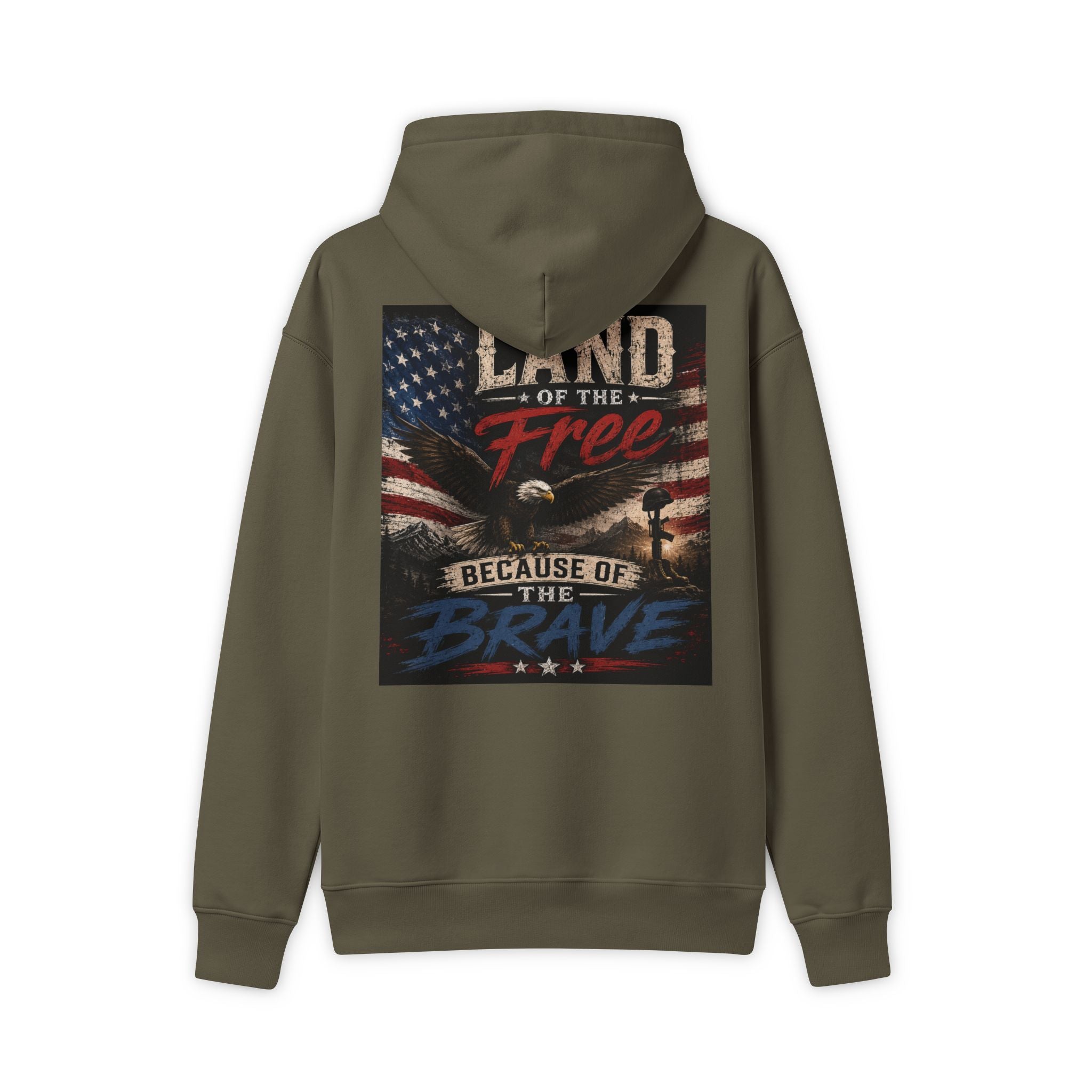 Freedom Eagle Hoodie — "Land of the Free Because of the Brave" Patriotic Sweatshirt