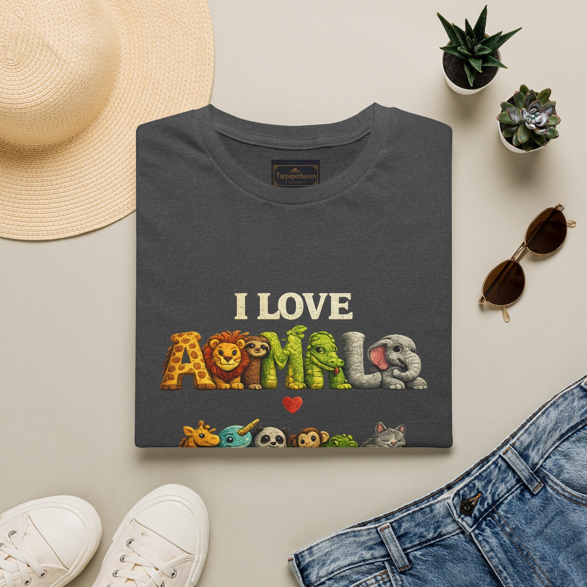 "I Love Animals" Cute Wildlife Graphic Tee