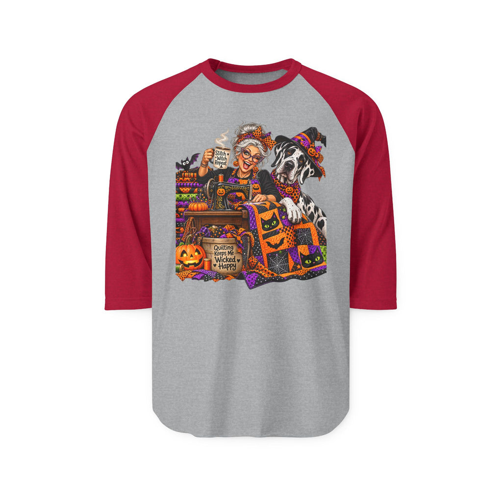 Halloween Witch & Great Dane  Raglan Shirt — Spooky Candy Shop Design