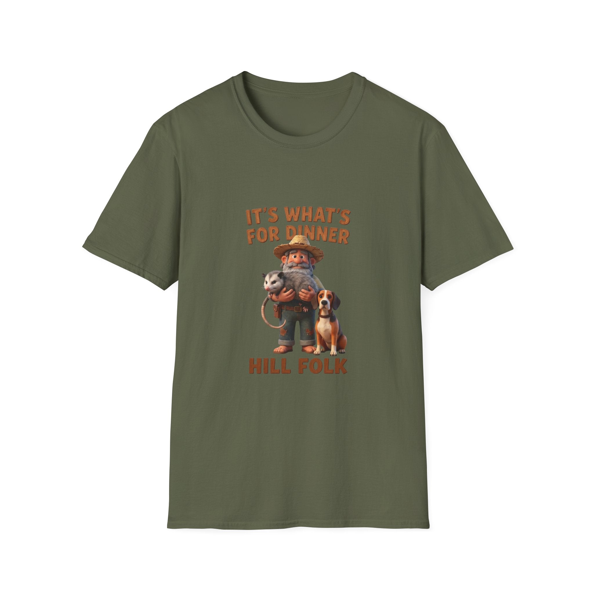 T-Shirt — 'It's What's For Dinner, Hill Folk' Rustic Hunter Graphic Tee
