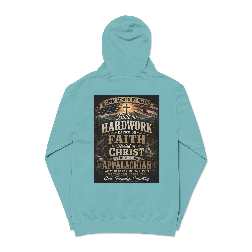 Appalachian Faith Hoodie — "Too Country to Care" Pigment-Dyed Pullover