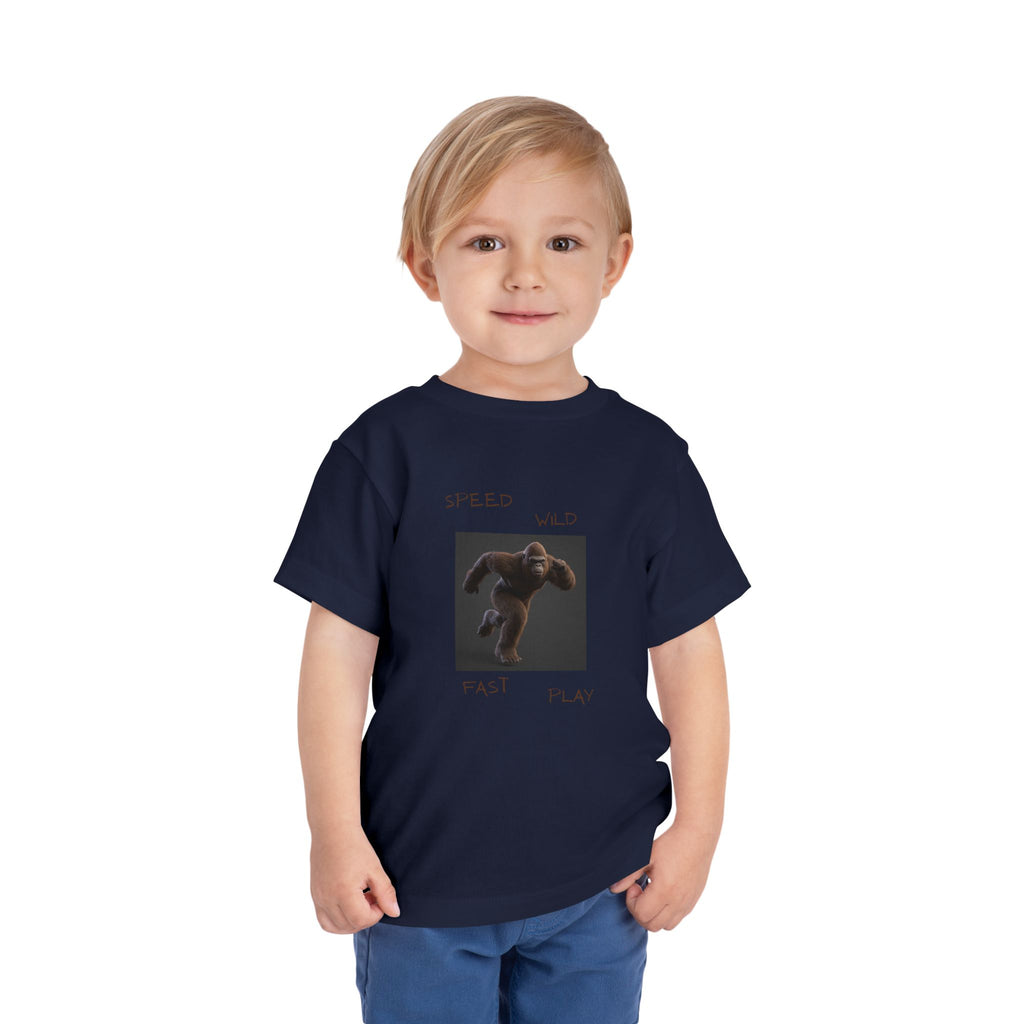 Toddler Tee — 'Speed Wild Fast Play' Running SasquatchGraphic