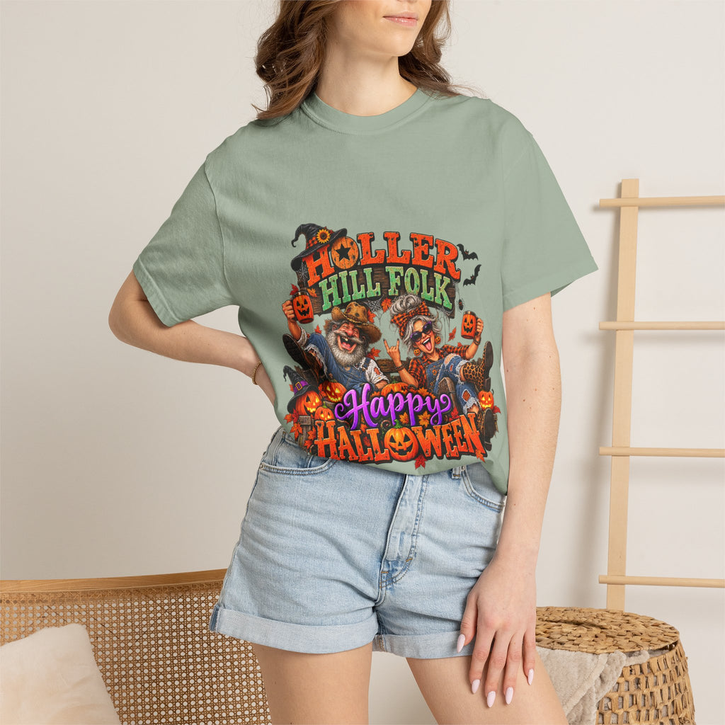 Halloween Holler Hill Folk T-Shirt — "Happy Halloween" Vintage Horror Design