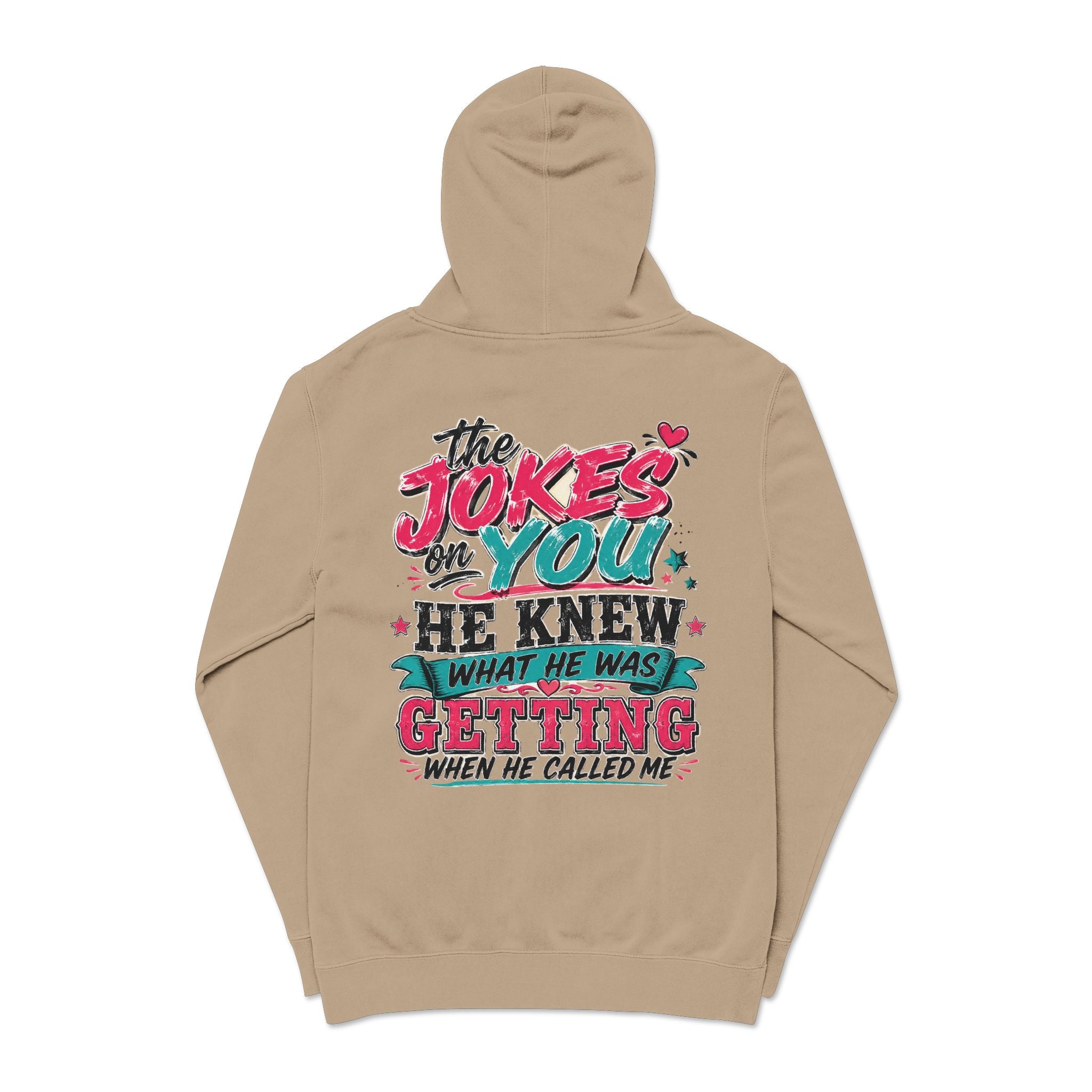 Pigment-Dyed Hoodie — "The Jokes on You" Retro Graphic Pullover