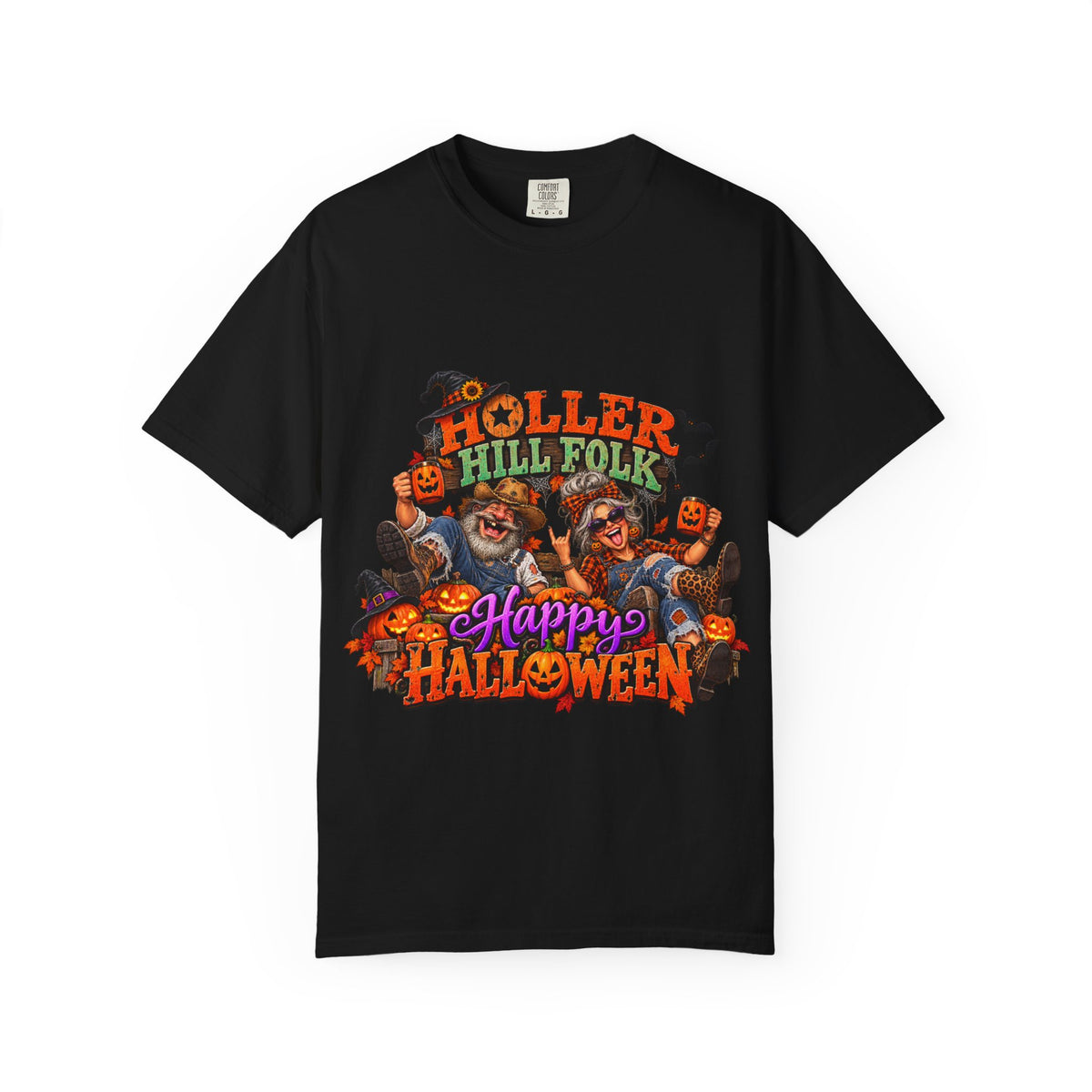 Halloween Holler Hill Folk T-Shirt — "Happy Halloween" Vintage Horror Design