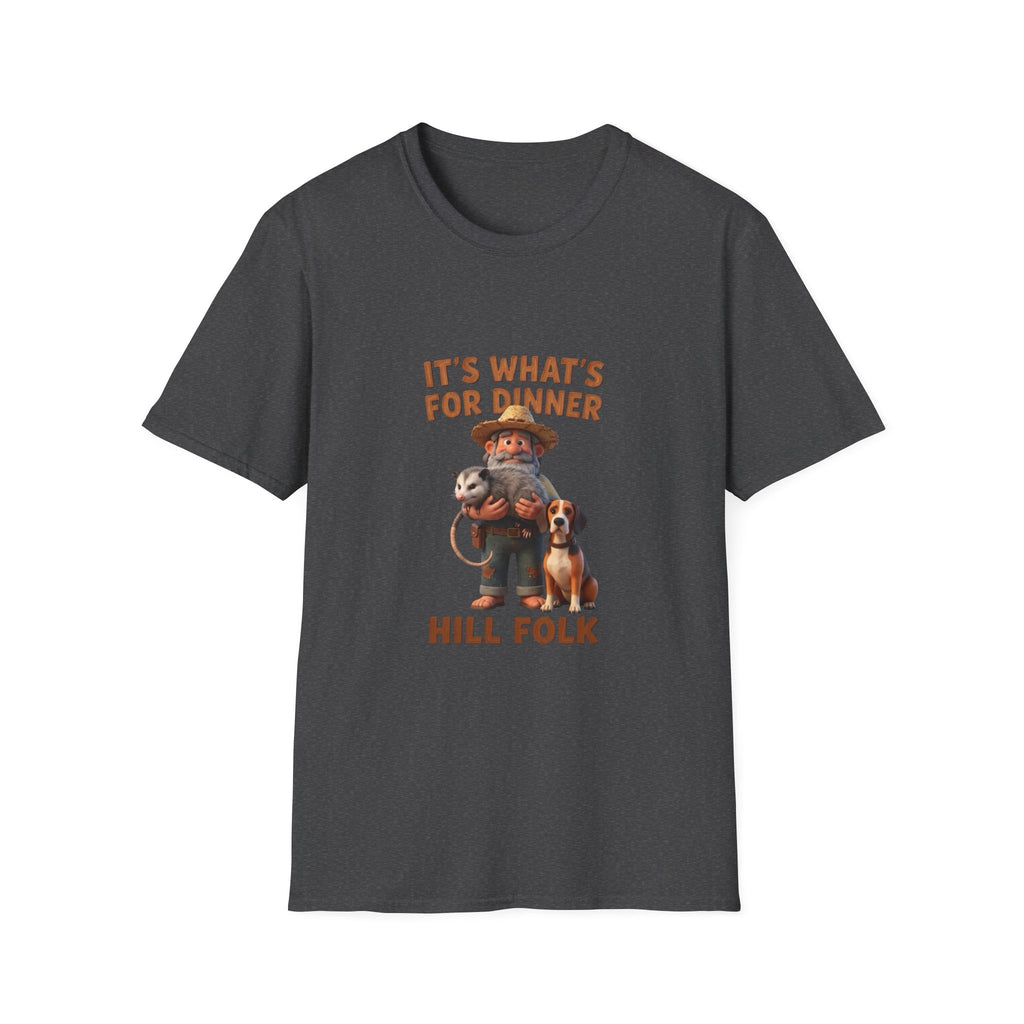 T-Shirt — 'It's What's For Dinner, Hill Folk' Rustic Hunter Graphic Tee