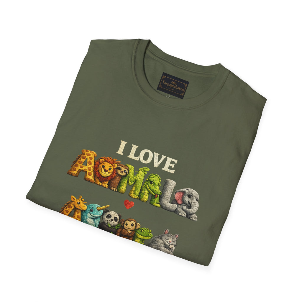 "I Love Animals" Cute Wildlife Graphic Tee