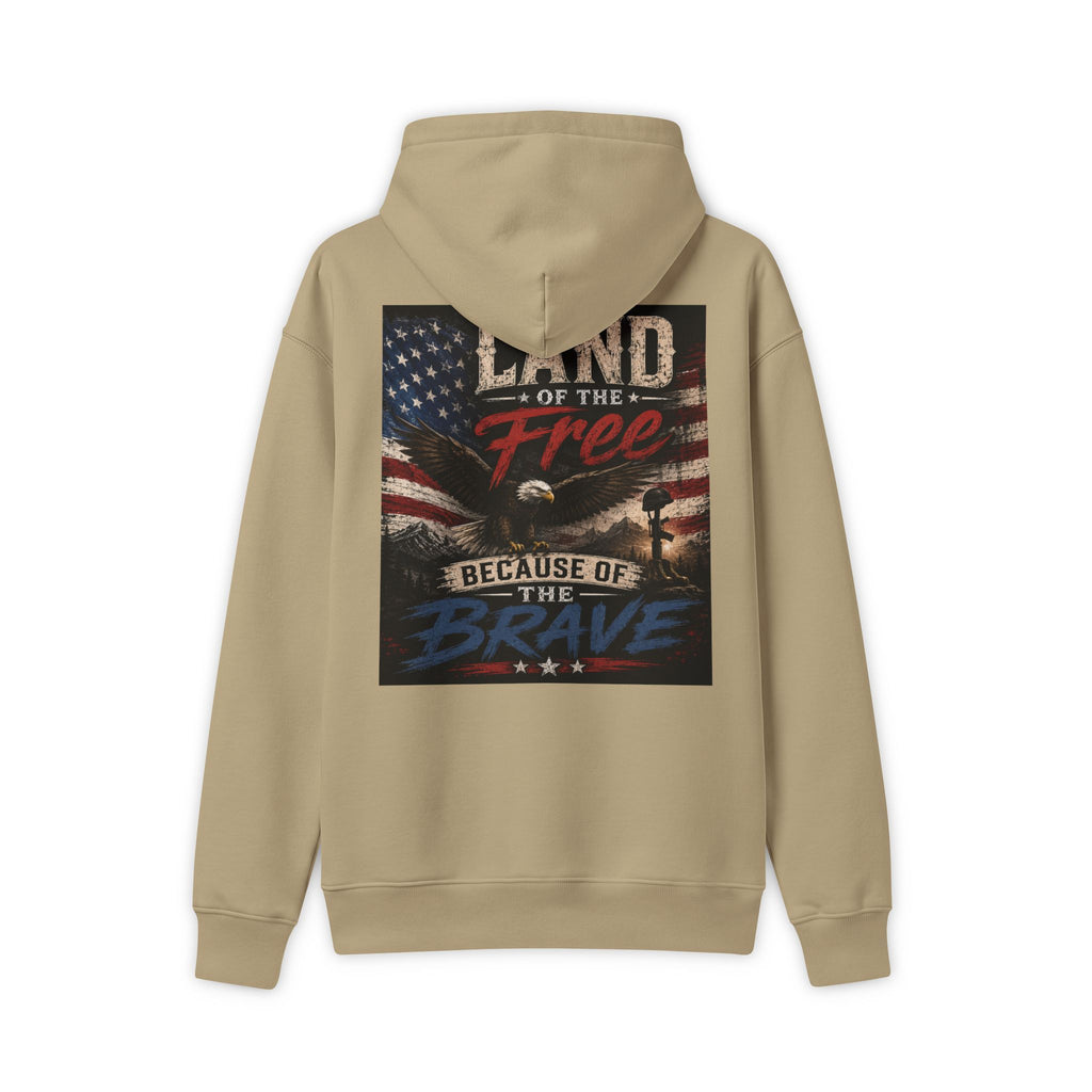 Freedom Eagle Hoodie — "Land of the Free Because of the Brave" Patriotic Sweatshirt