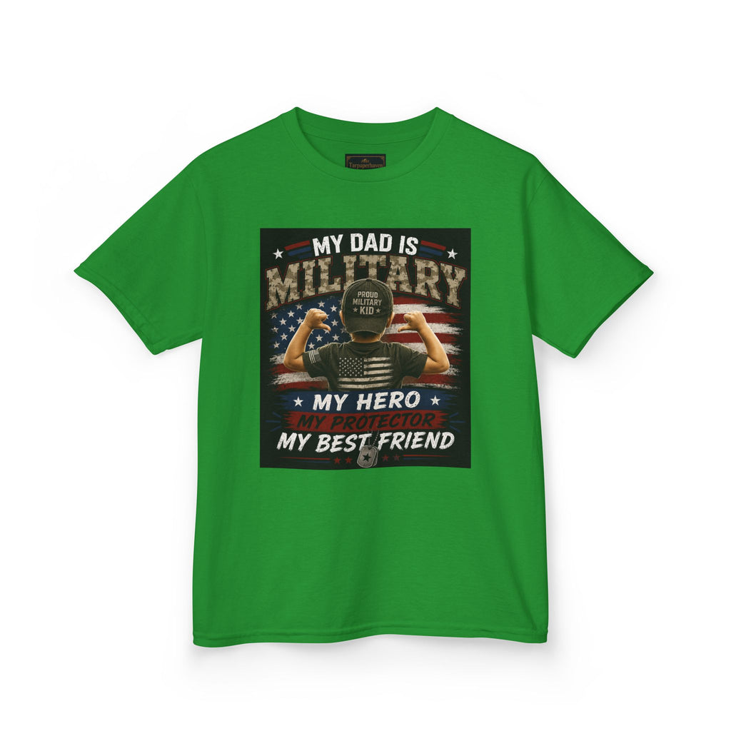 Kids Tee — "My Dad Is Military" Patriotic Hero Shirt