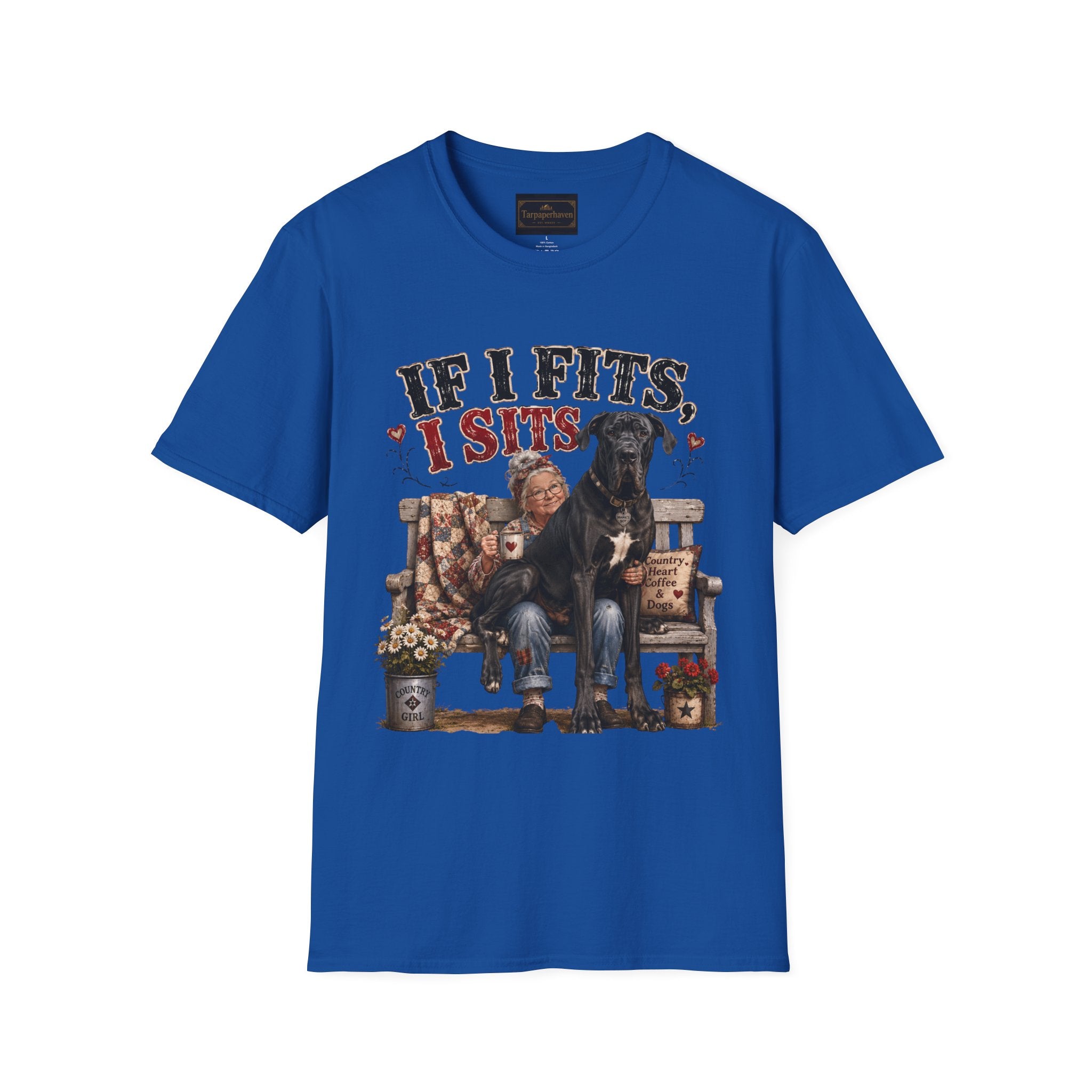 If I Fits, I Sits T-Shirt — Funny Great Dane Lover Graphic Tee
