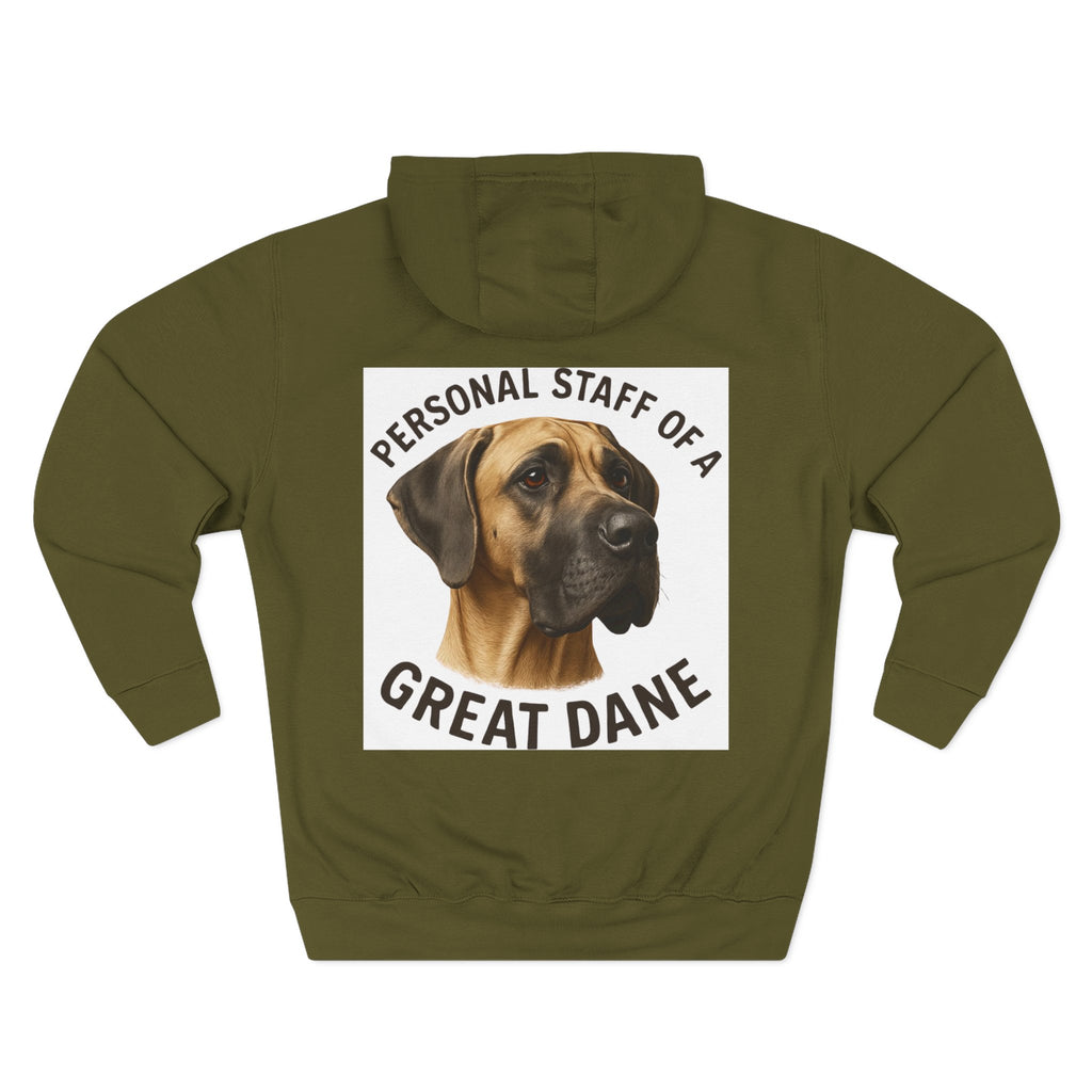 Great Dane Hoodie — "Personal Staff of a Great Dane" Fleece Pullover