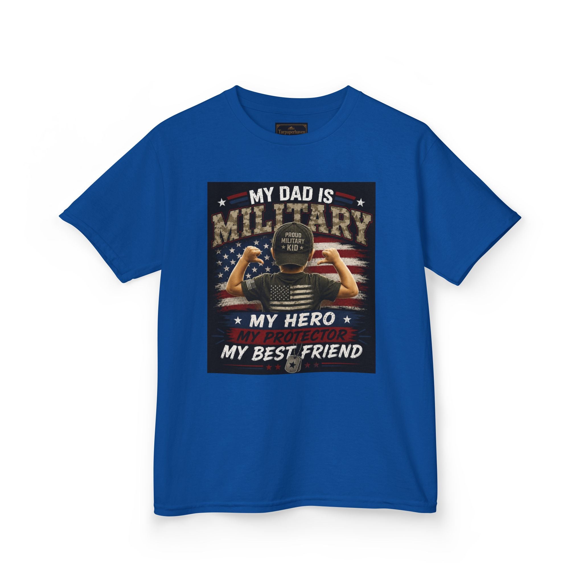 Kids Tee — "My Dad Is Military" Patriotic Hero Shirt