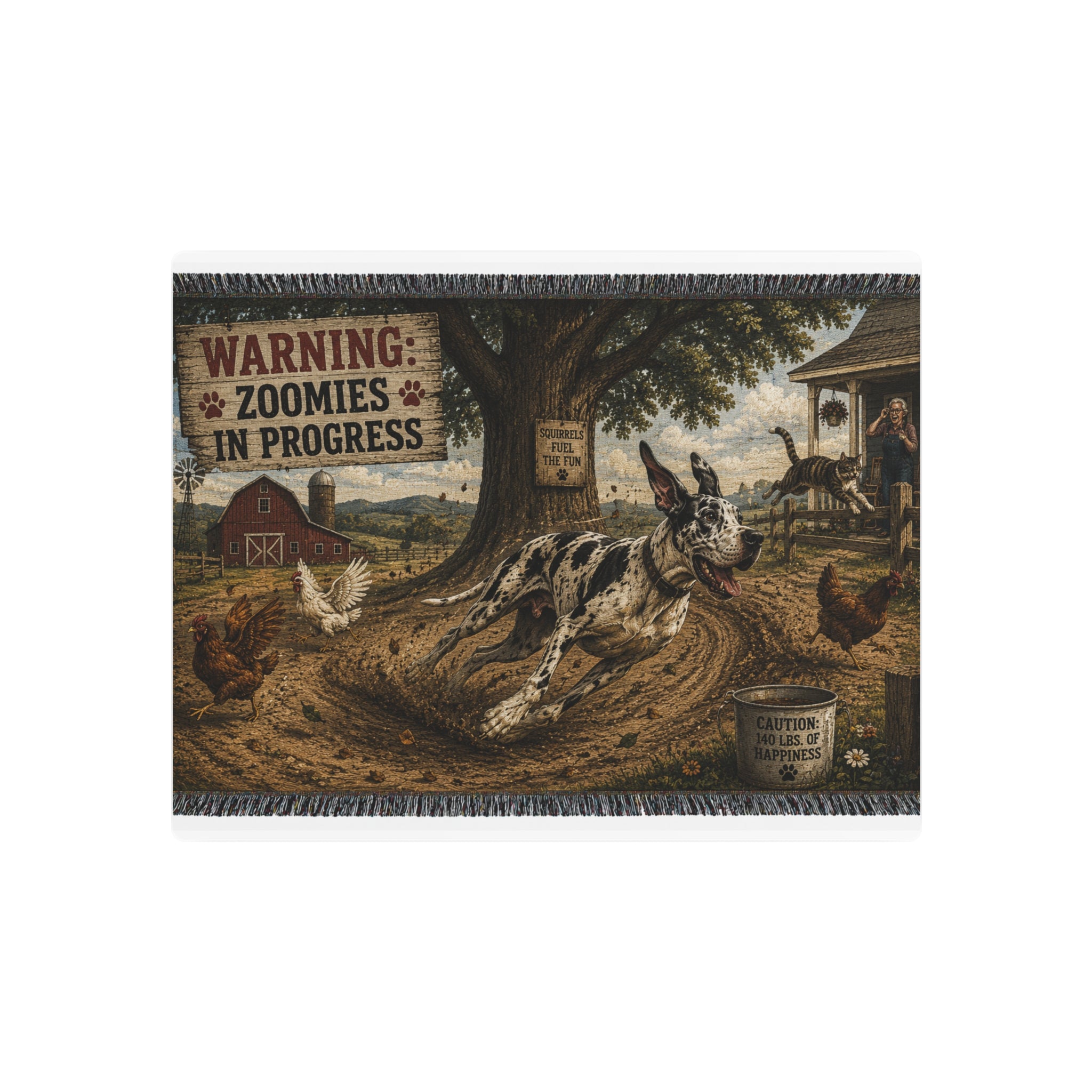 Metal Art Sign - "Warning: Zoomies in Progress" Farm Great Dane  Metal Wall Art
