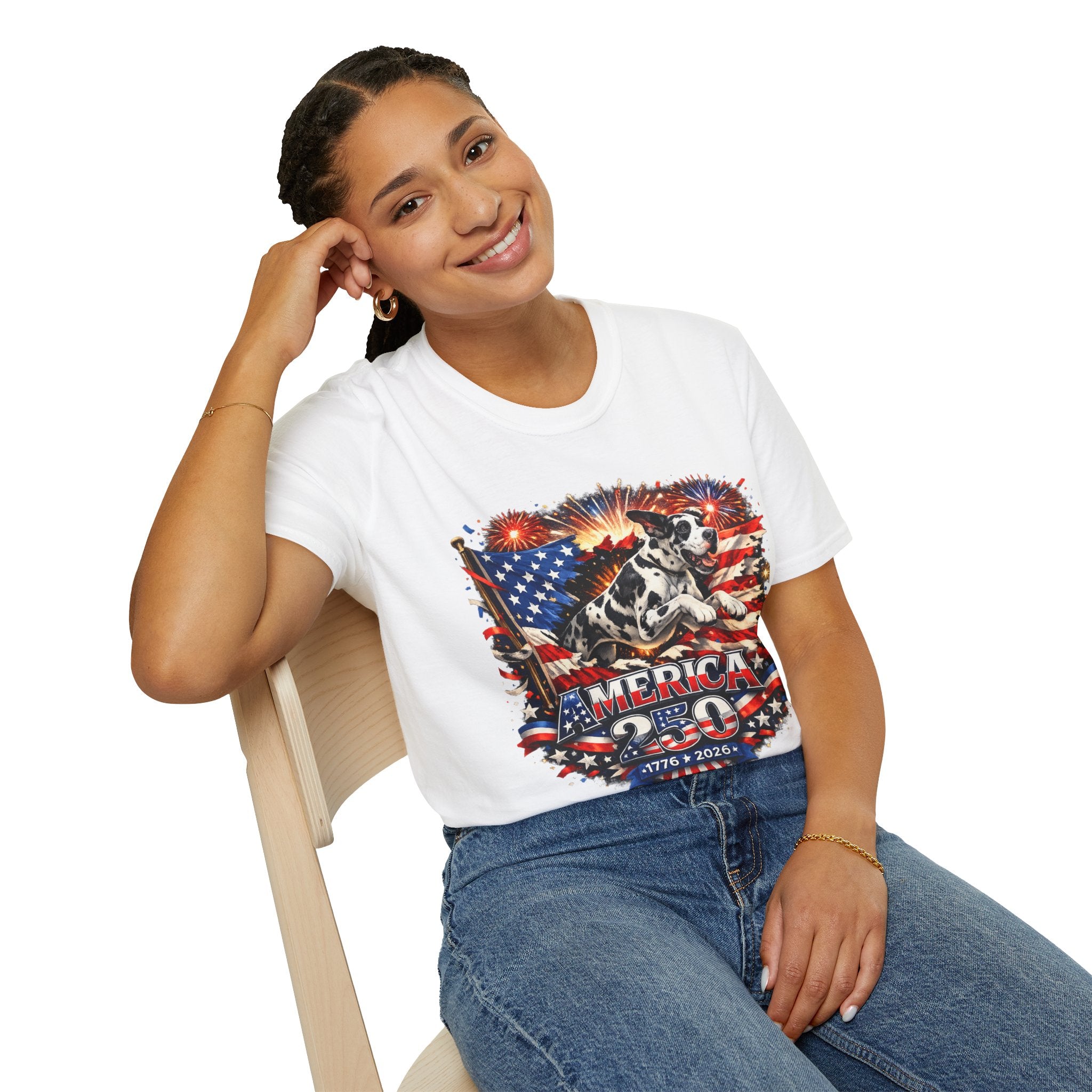 Patriotic Great Dane 'Merica Tee — American Flag 250th T-Shirt