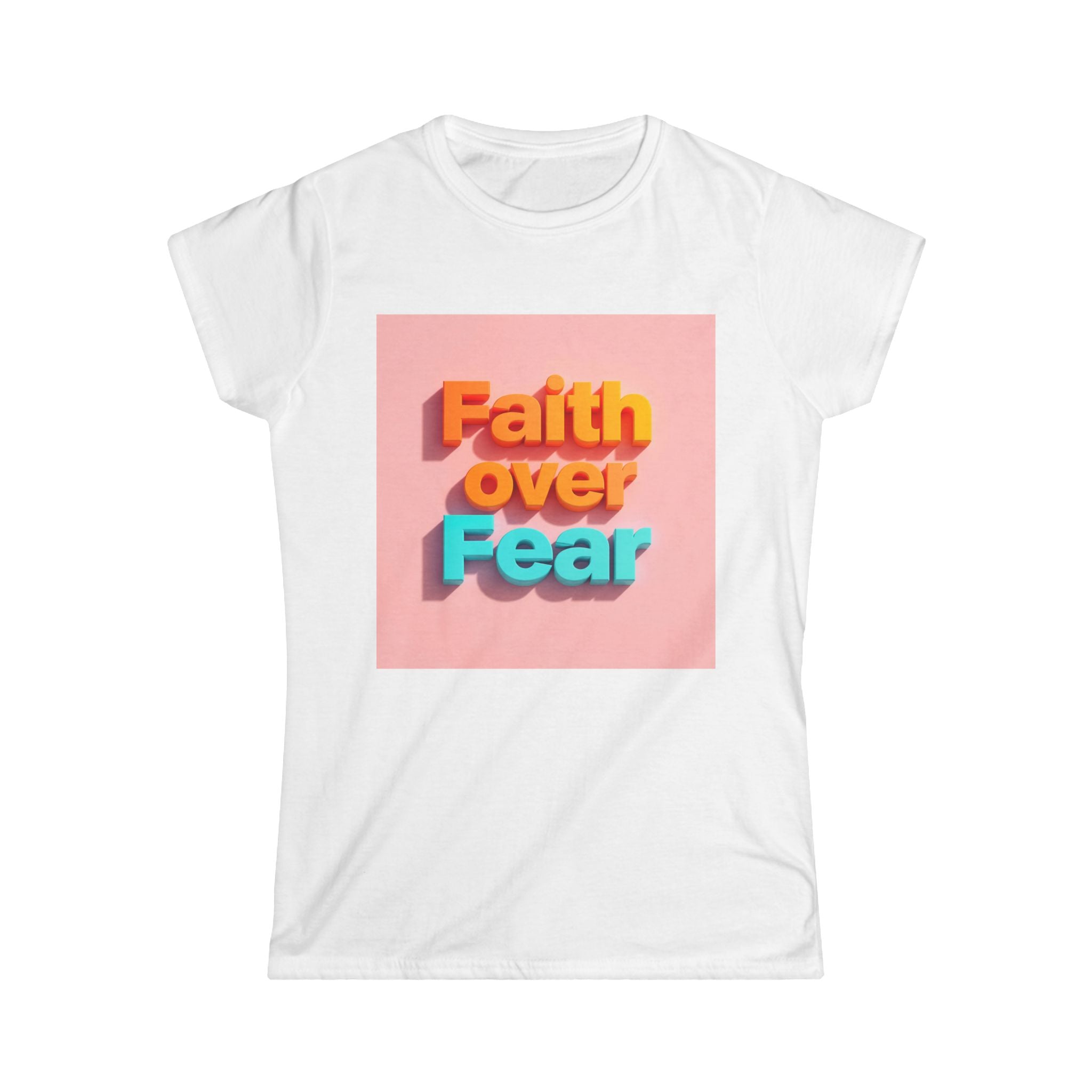 Faith Over Fear Women’s Tee – Retro 3D Inspirational Christian T‑Shirt