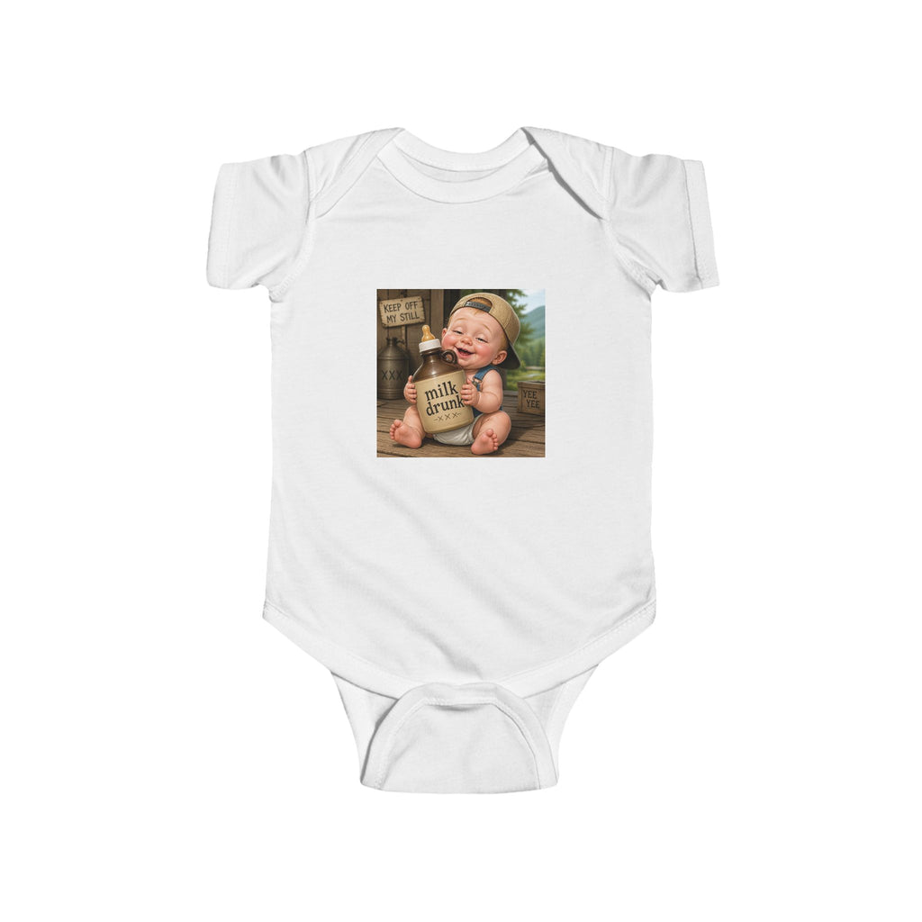 Vintage Baby Bodysuit - Cute Baby with Milk Jug Graphic