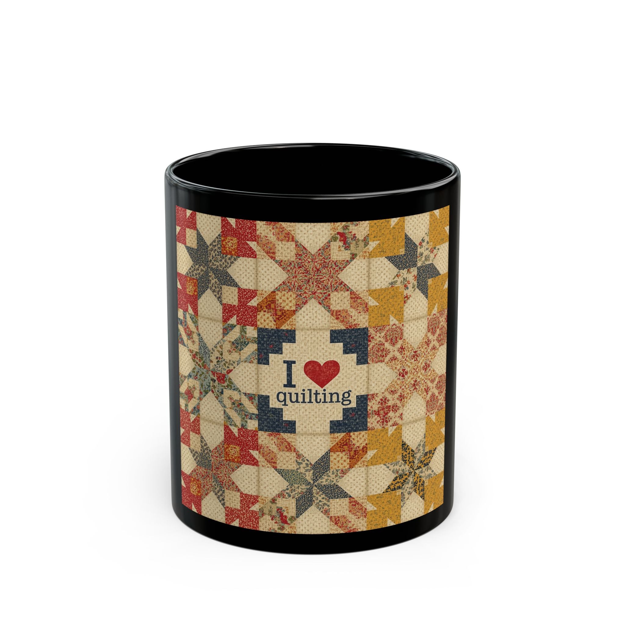 I  Love Quilting Black Mug — Quilter Gift Coffee Cup (11oz & 15oz)