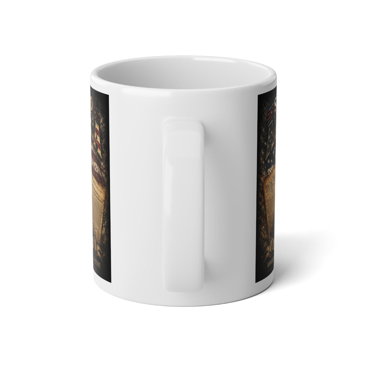 Jumbo Mug — Patriotic 'Salute to America' 20oz Coffee Cup with Constitution & Flag Design