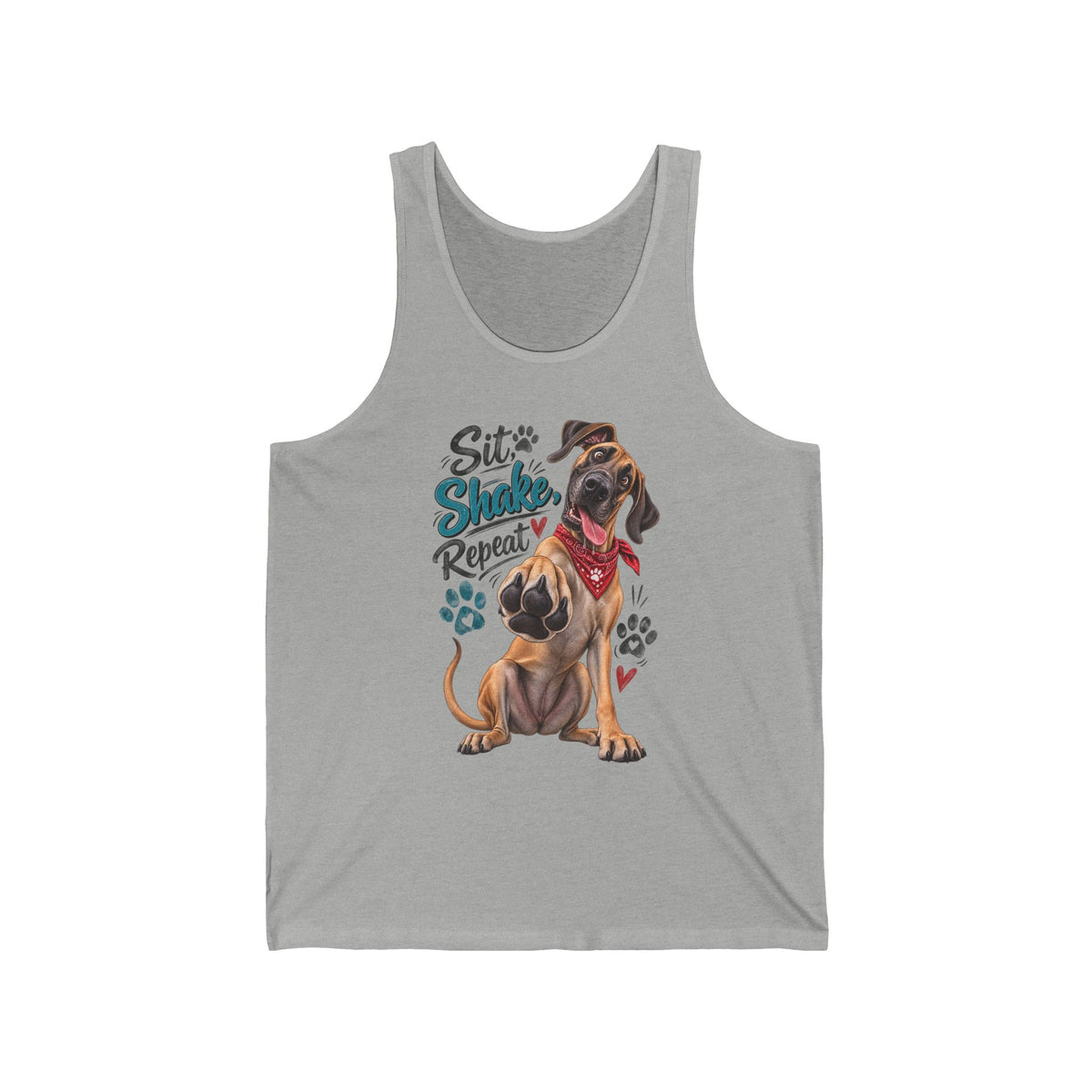Dog Lover Tank Top Sit Stay Shake Repeat Graphic