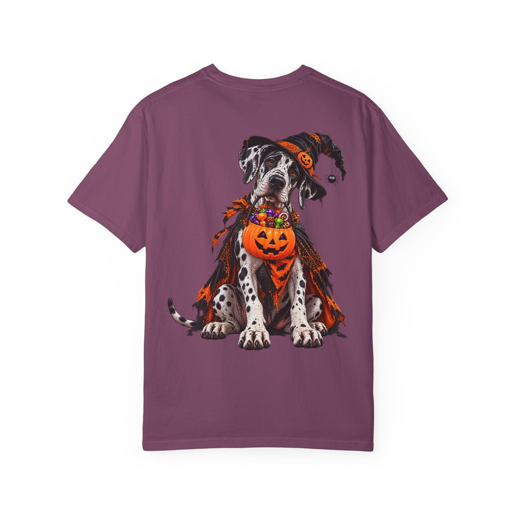 Halloween Great Dane T-Shirt — Cute Dog in Pumpkin Costume Graphic Tee