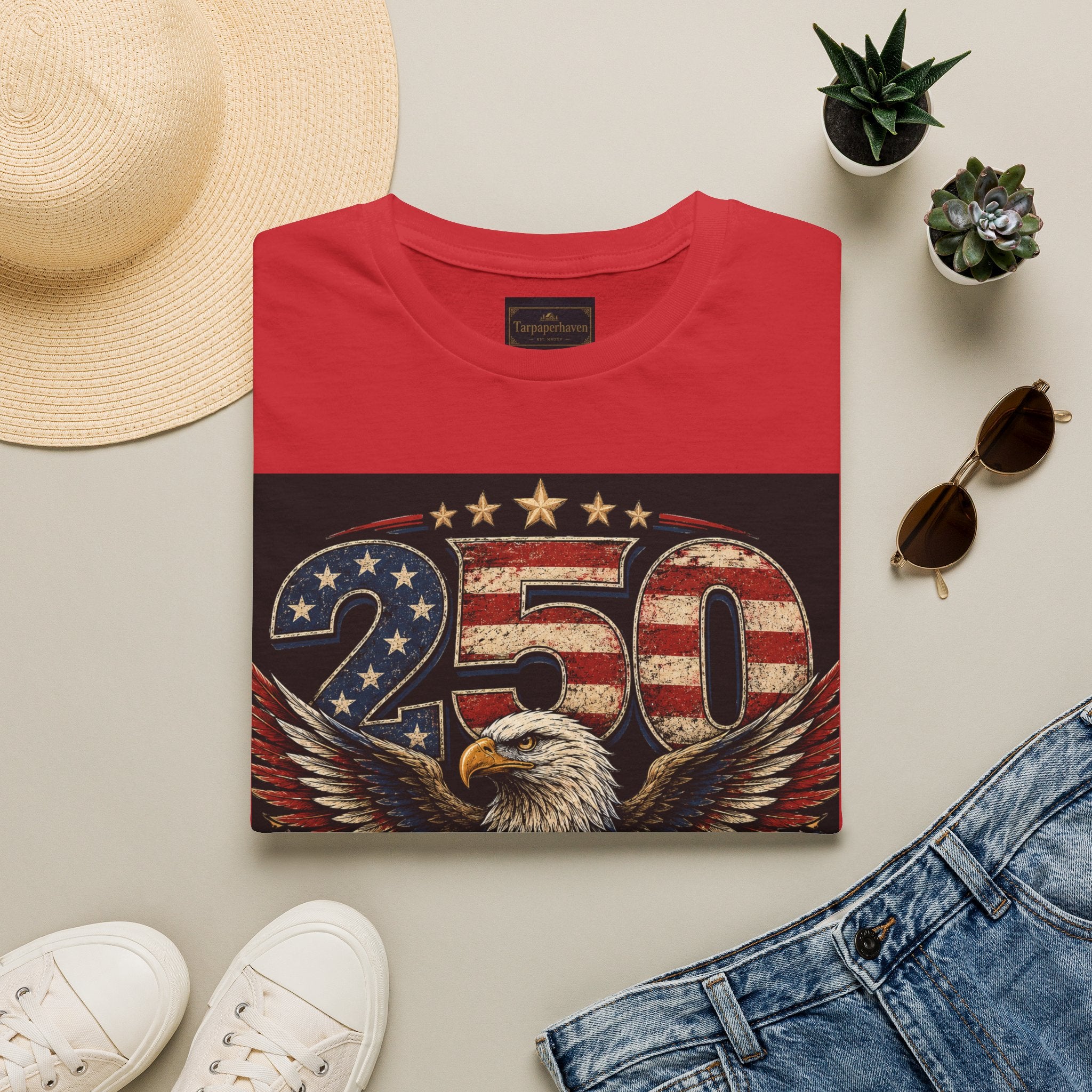 Patriotic 250 Years Freedom T-Shirt — American Flag Eagle Anniversary Tee