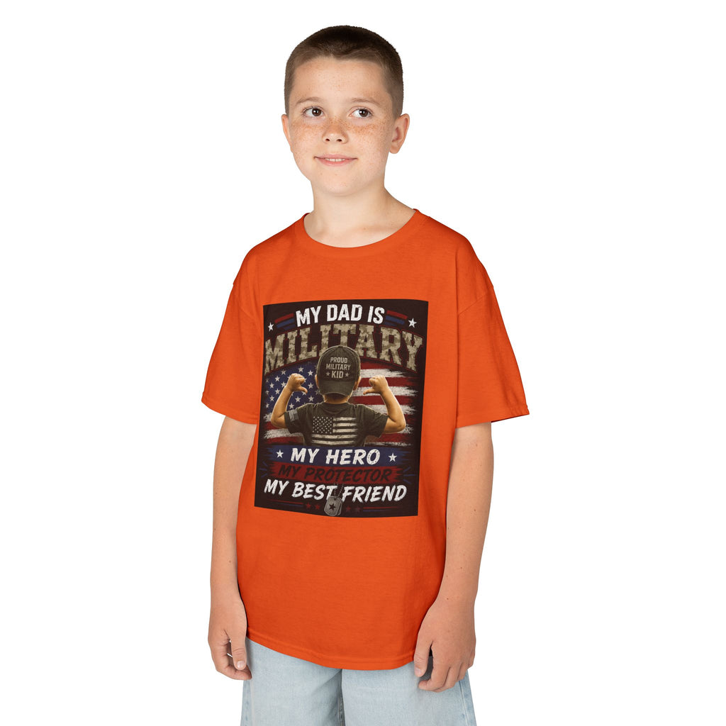 Kids Tee — "My Dad Is Military" Patriotic Hero Shirt