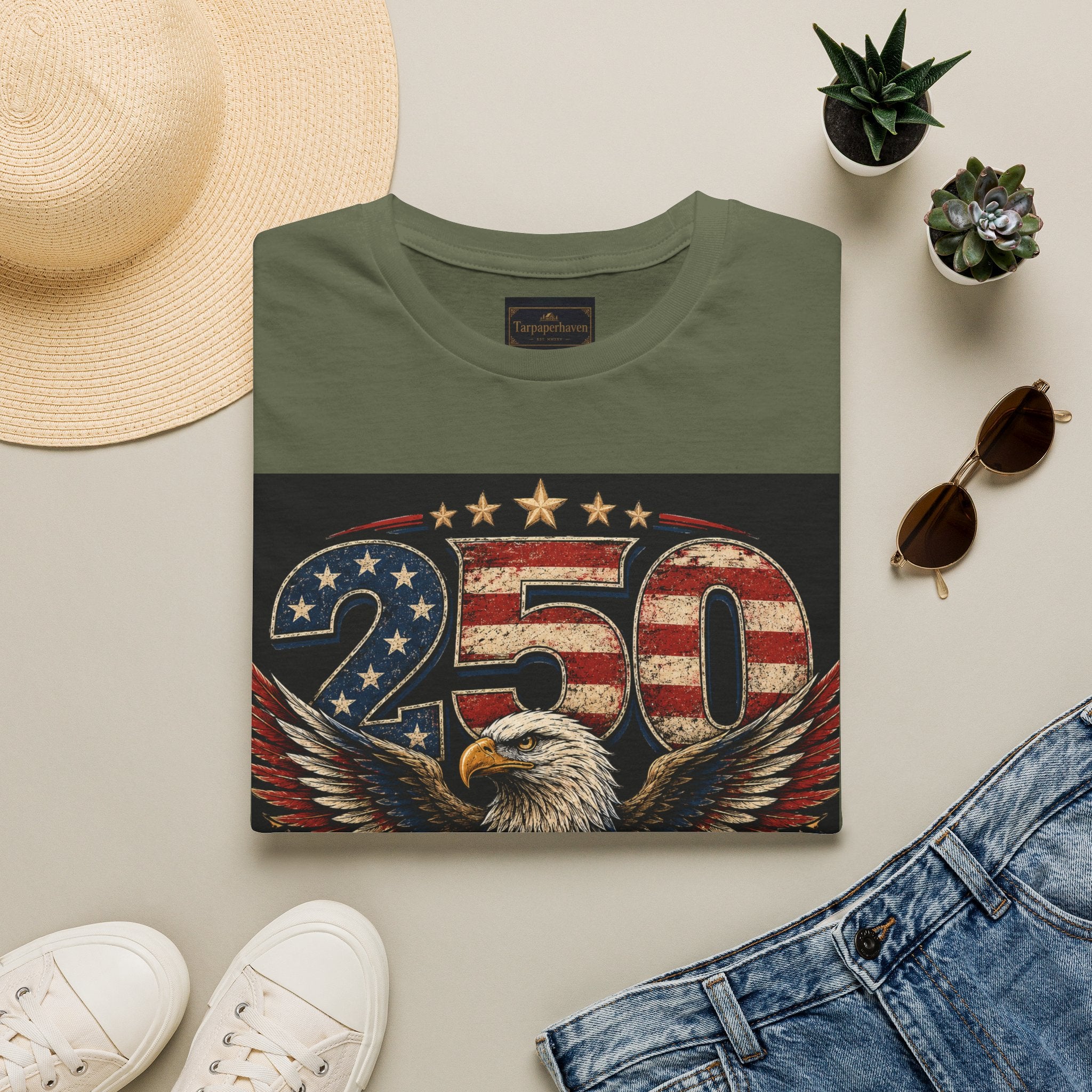 Patriotic 250 Years Freedom T-Shirt — American Flag Eagle Anniversary Tee
