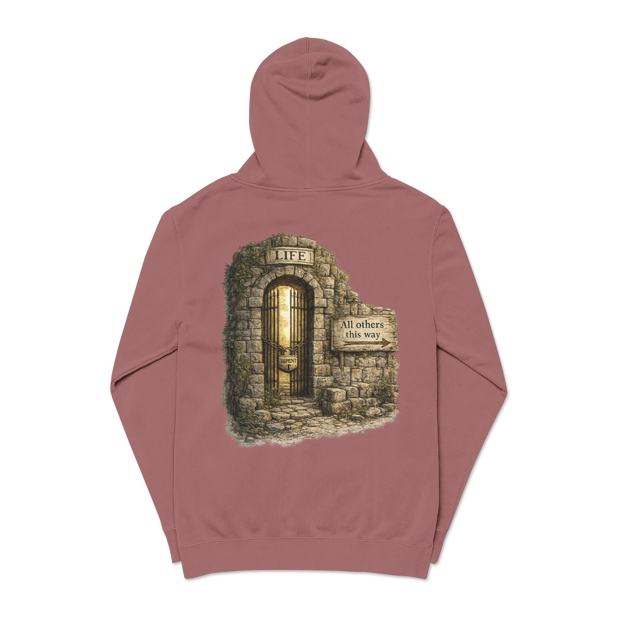 Faith Over Fear Hoodie — 'The Narrow Path Vintage Graphic Pigment-Dyed Hoodie