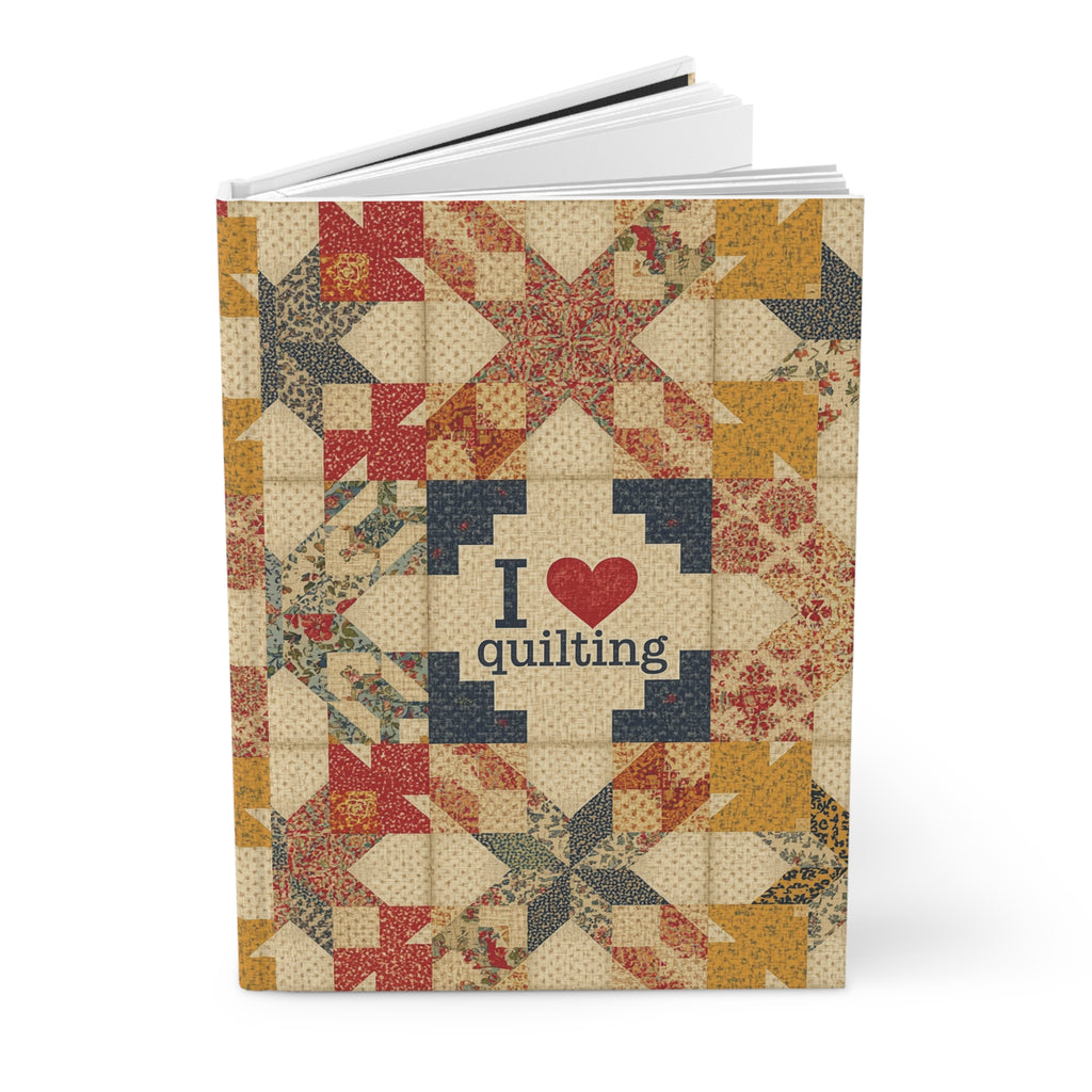 Quilting Journal — "I  Quilting" Patchwork Hardcover Notebook