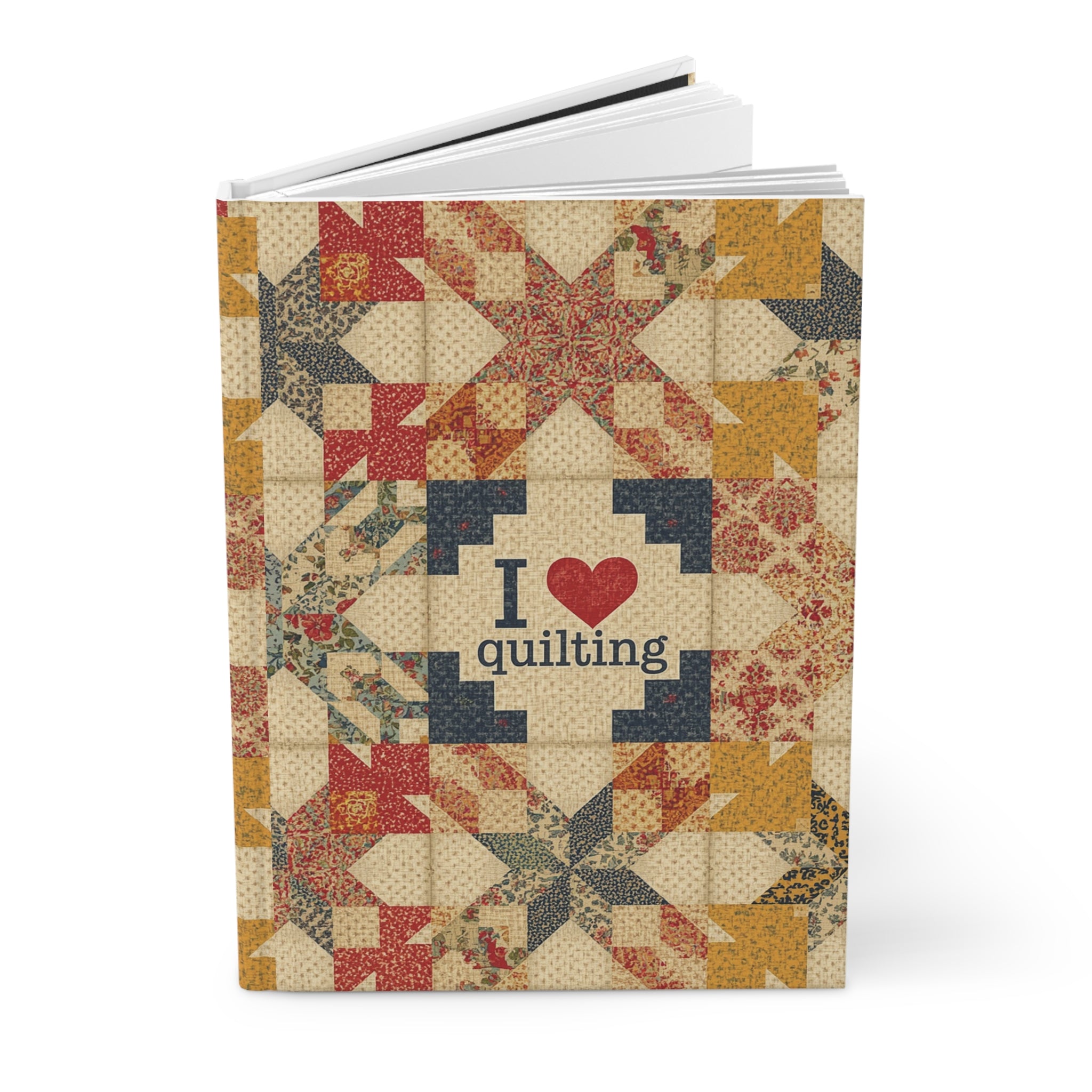 Quilting Journal — "I  Quilting" Patchwork Hardcover Notebook