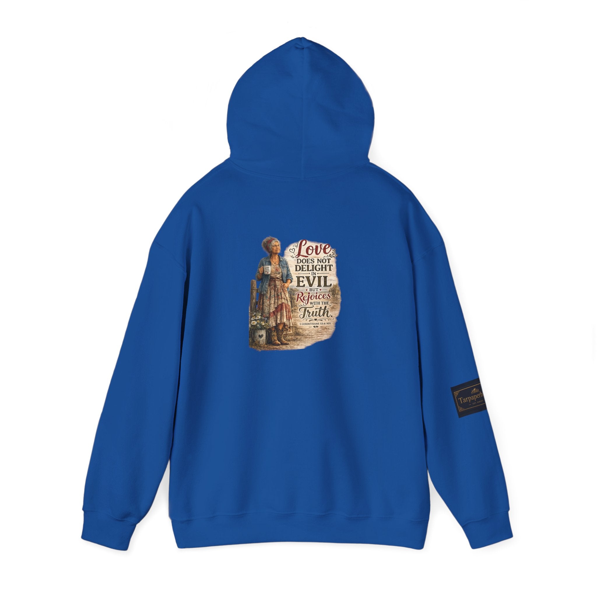 Christian Faith Hoodie - "Love Does Not Delight in Evil" Scripture Sweatshirt